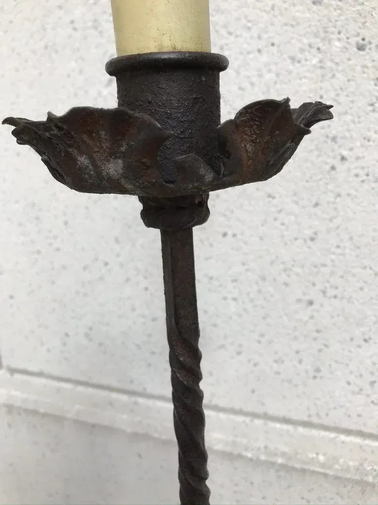 Spanish Baroque Wrought Iron Torchere Floor Lamp - 10