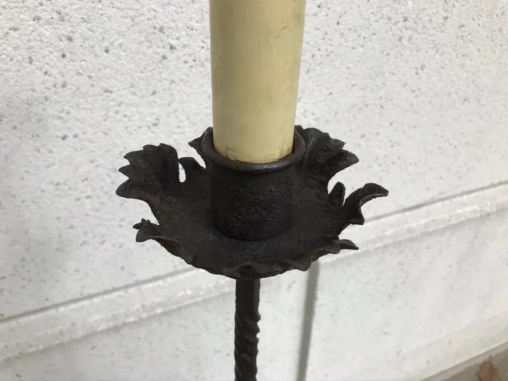 Spanish Baroque Wrought Iron Torchere Floor Lamp - 12