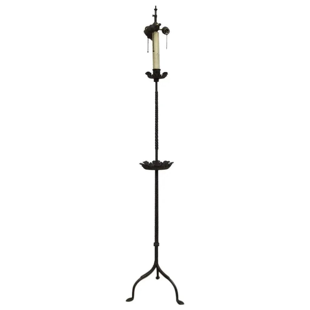 Spanish Baroque Wrought Iron Torchere Floor Lamp - 13