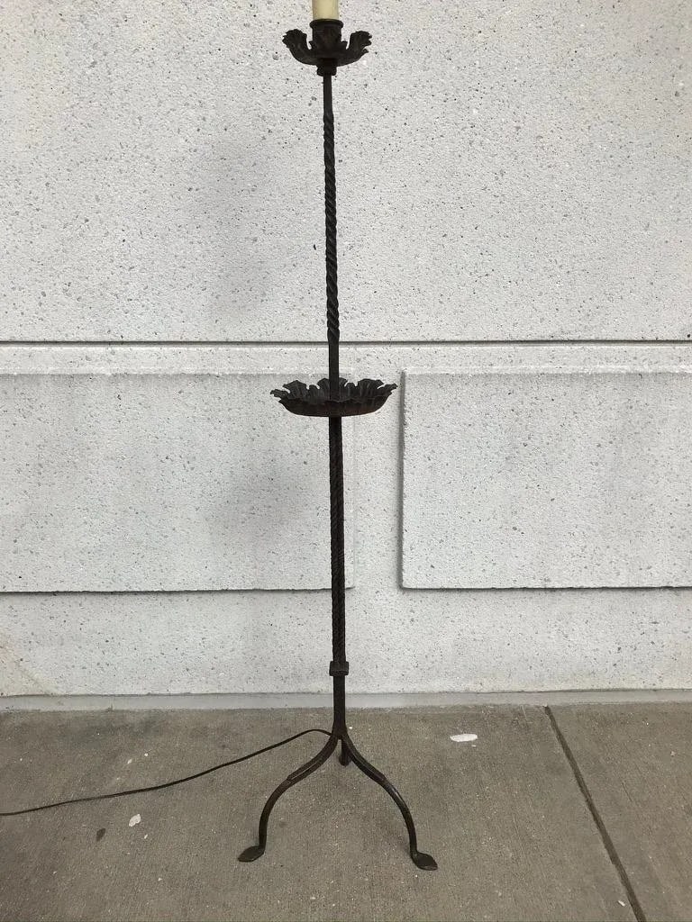 Spanish Baroque Wrought Iron Torchere Floor Lamp - 2