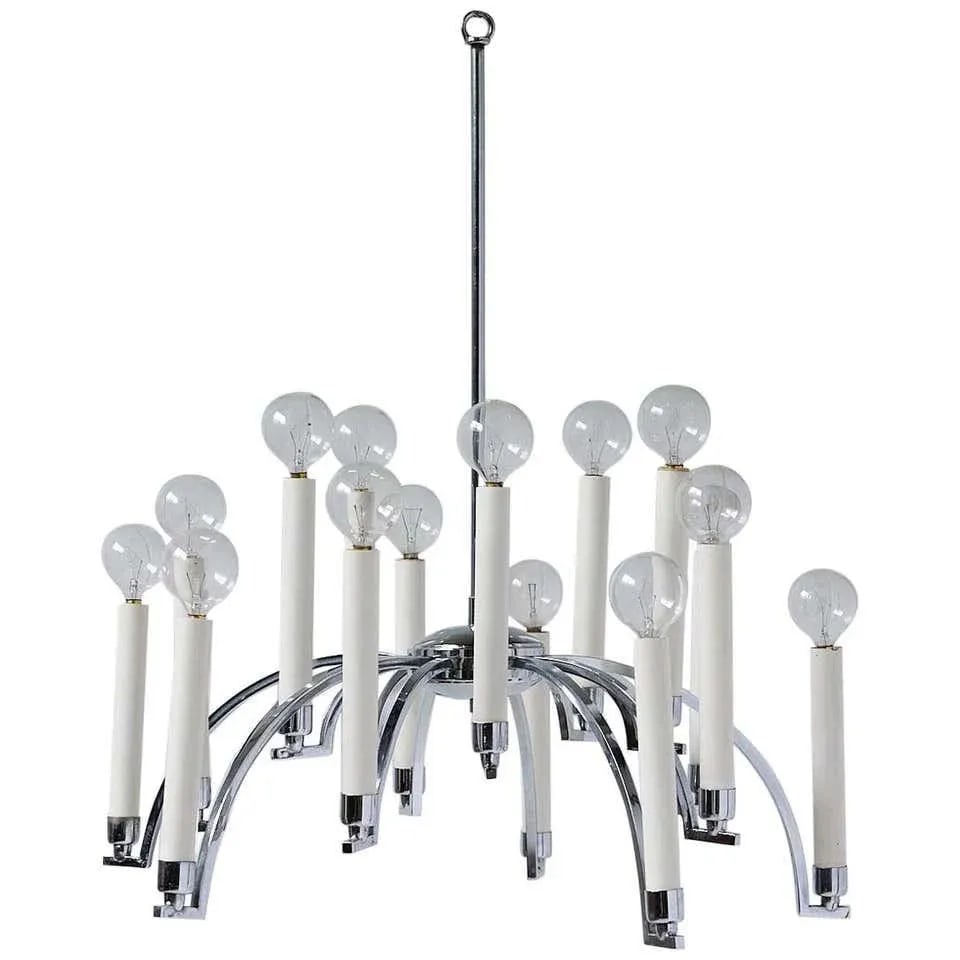 Midcentury Modern 14-Arm Chrome Chandelier by Lightolier - 12