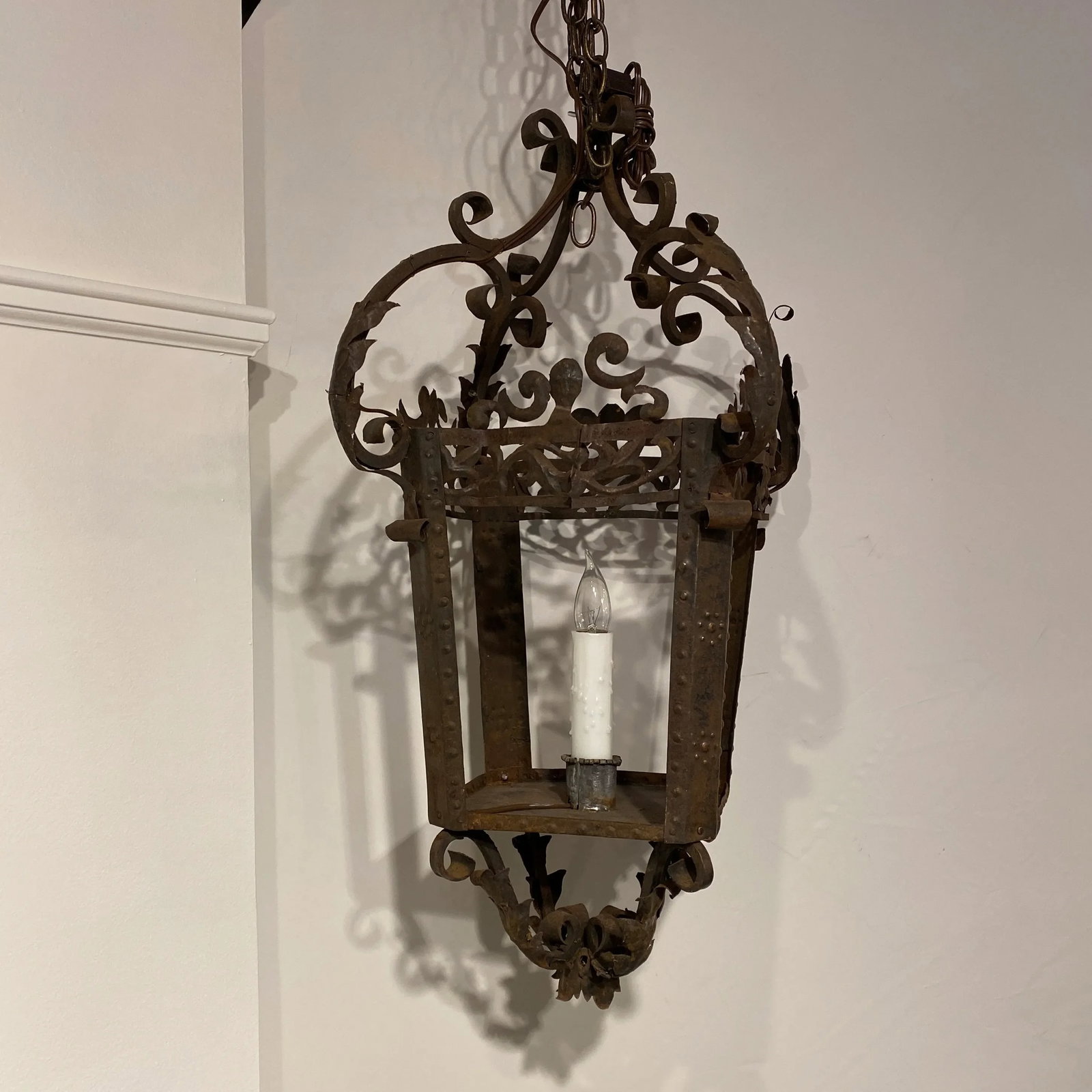 Vintage French 4-Sided Iron Lantern - 2