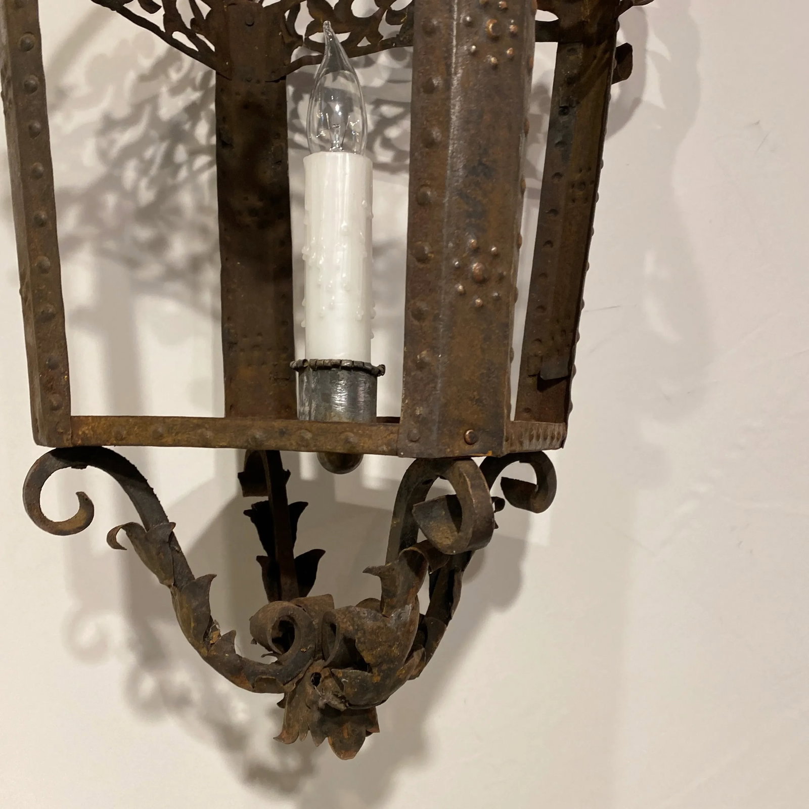 Vintage French 4-Sided Iron Lantern - 3