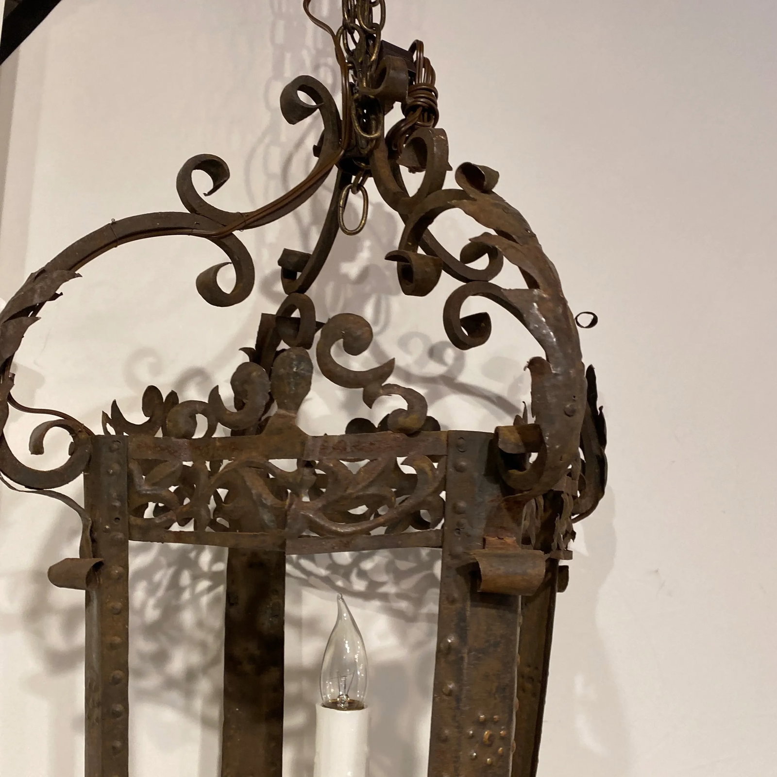 Vintage French 4-Sided Iron Lantern - 4