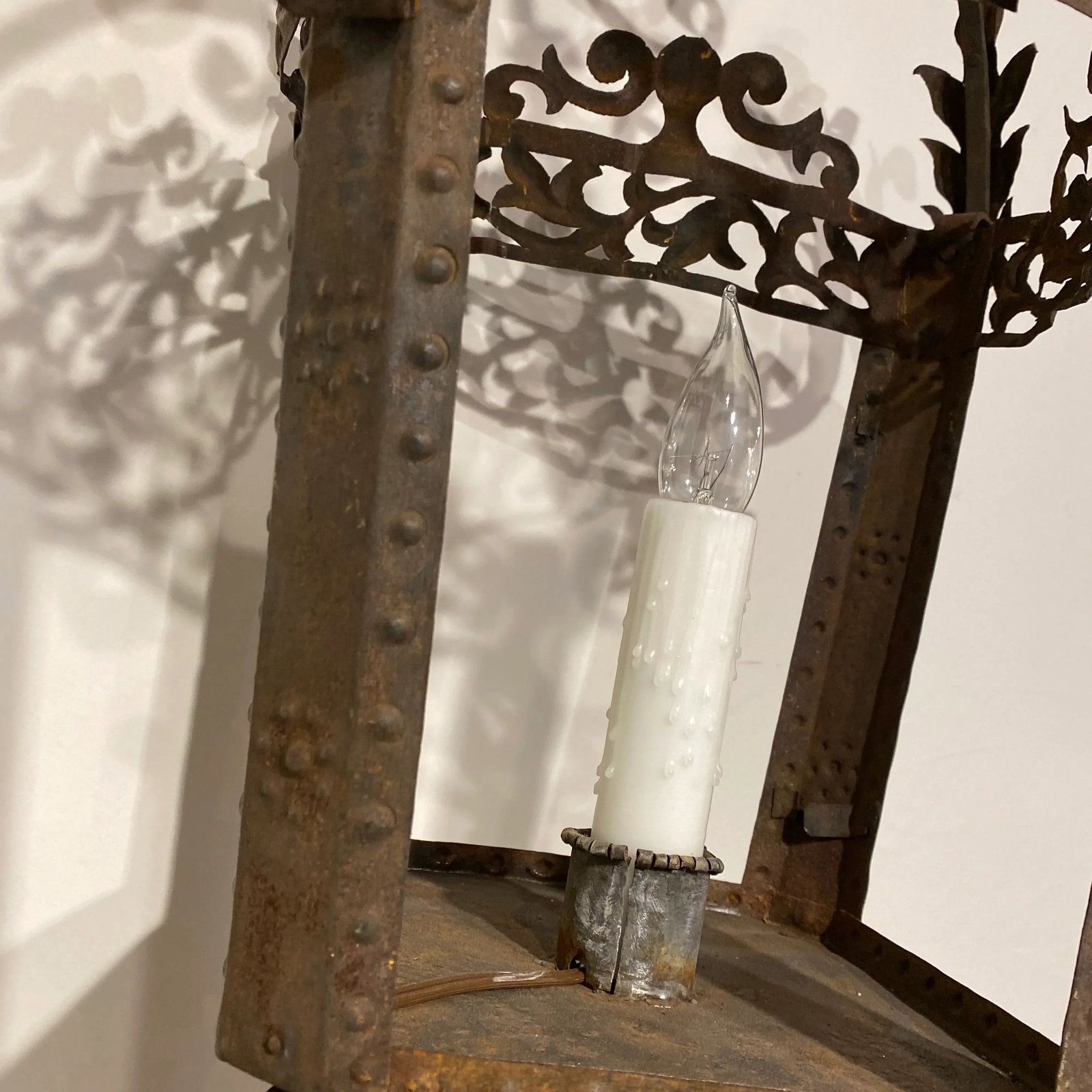 Vintage French 4-Sided Iron Lantern - 5
