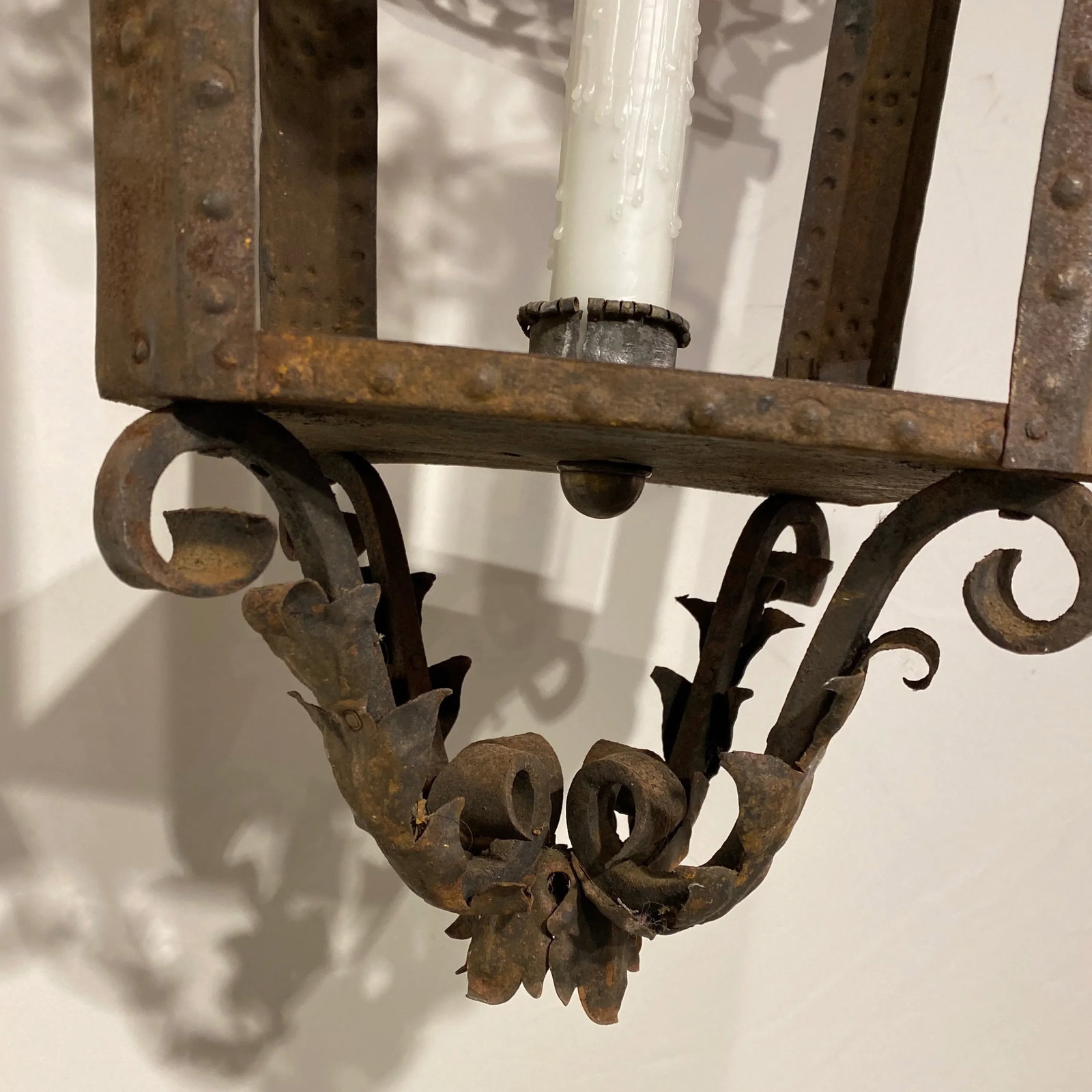 Vintage French 4-Sided Iron Lantern - 6