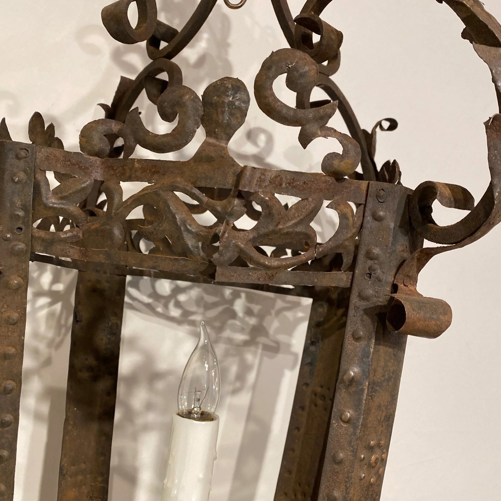 Vintage French 4-Sided Iron Lantern - 7