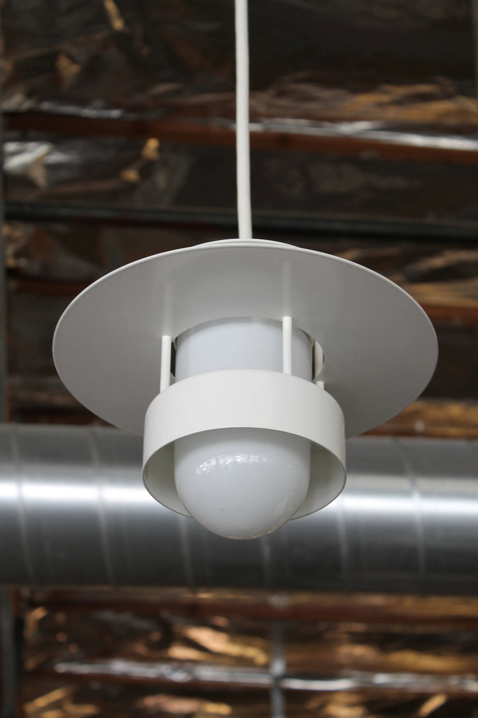 1990s Louis Poulsen White Steel Pendant - 2