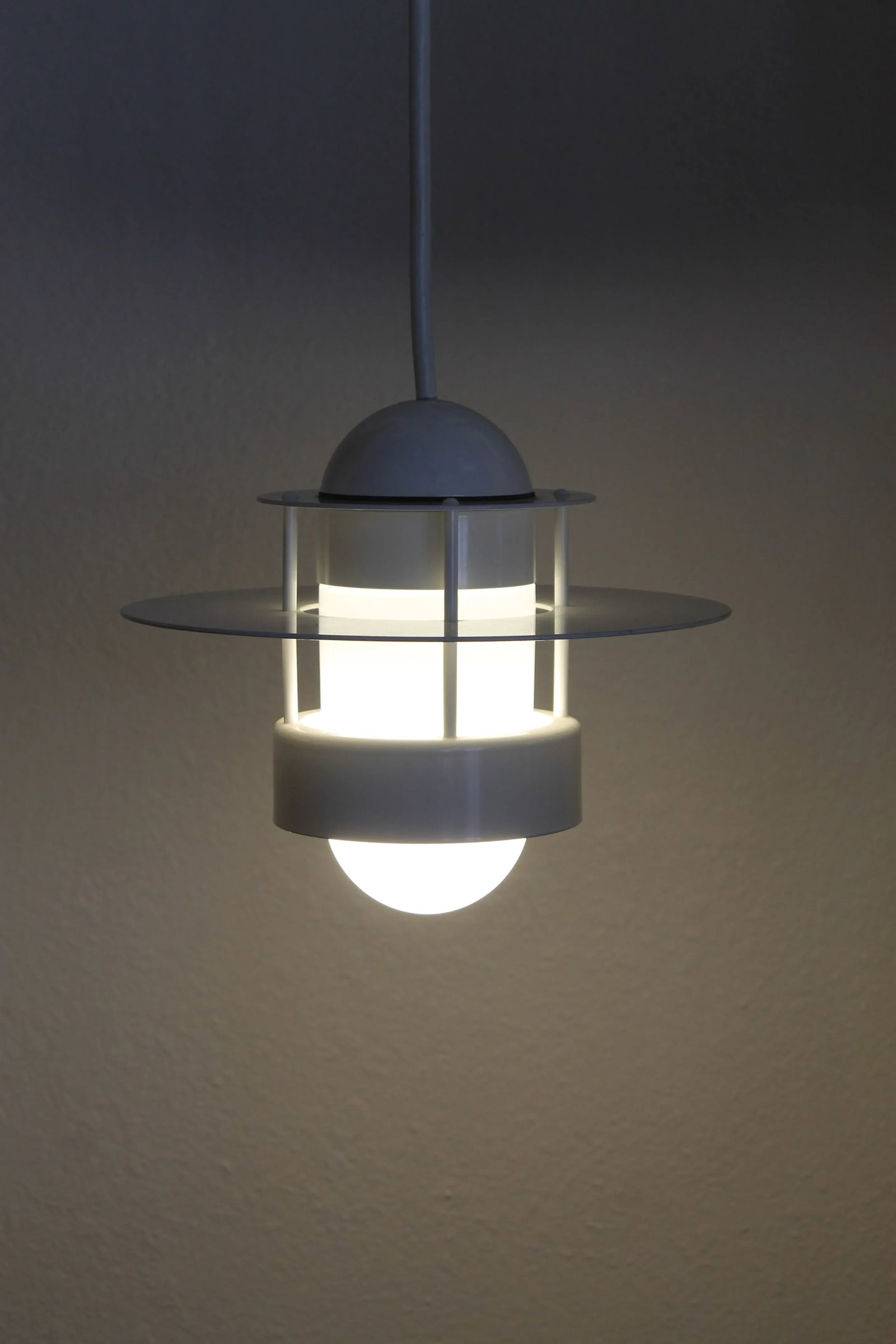 1990s Louis Poulsen White Steel Pendant - 3