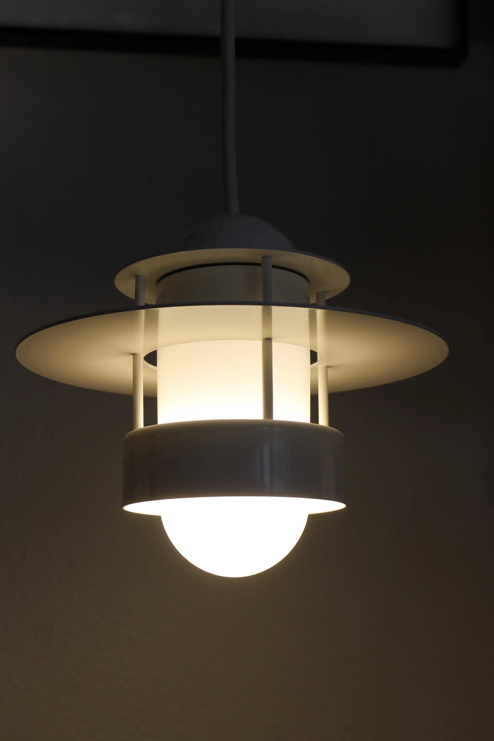 1990s Louis Poulsen White Steel Pendant - 4