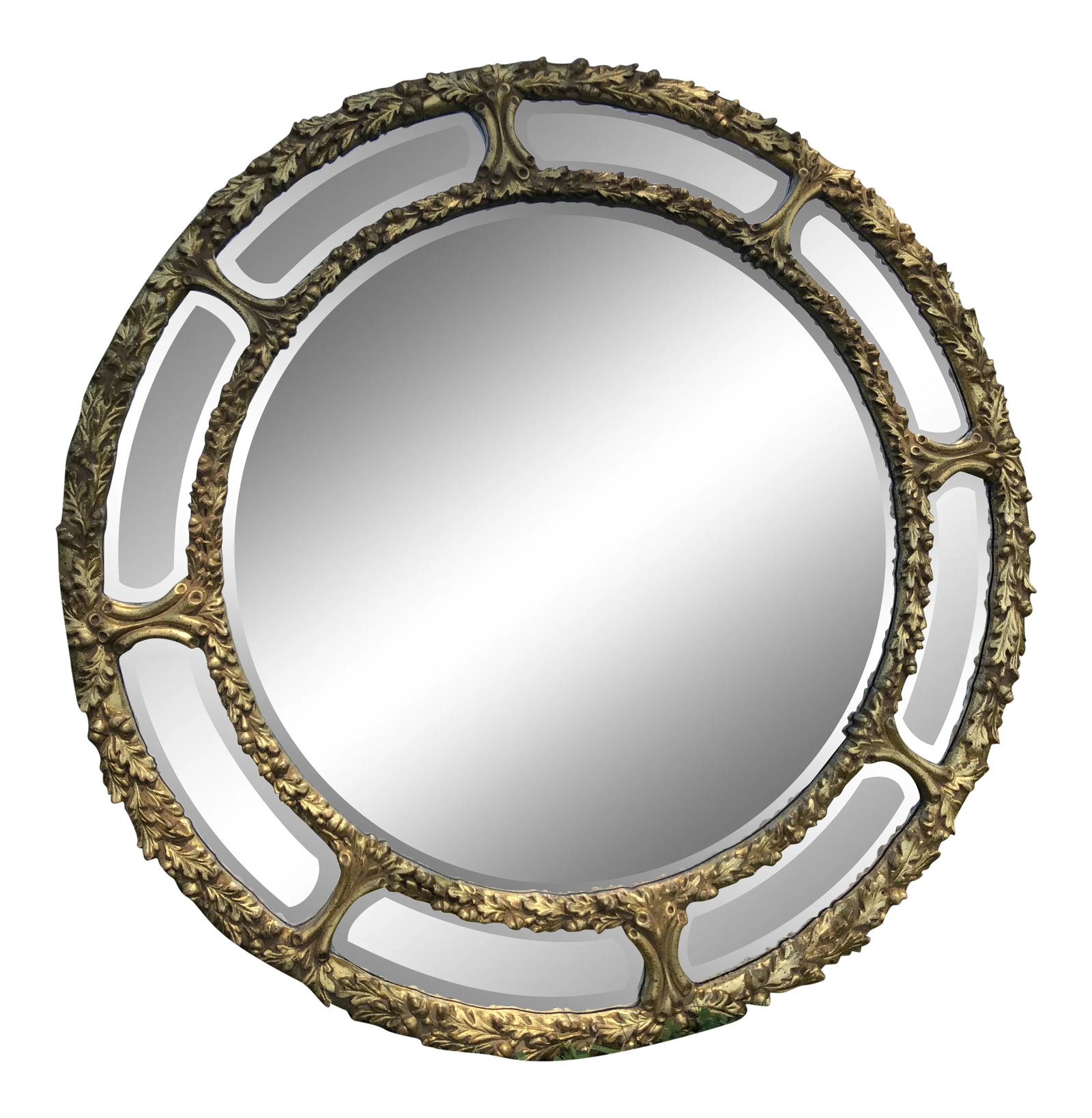 1970s Italian Rococo Round Gilt Foliate Mirror by La Barge (1 of 7)