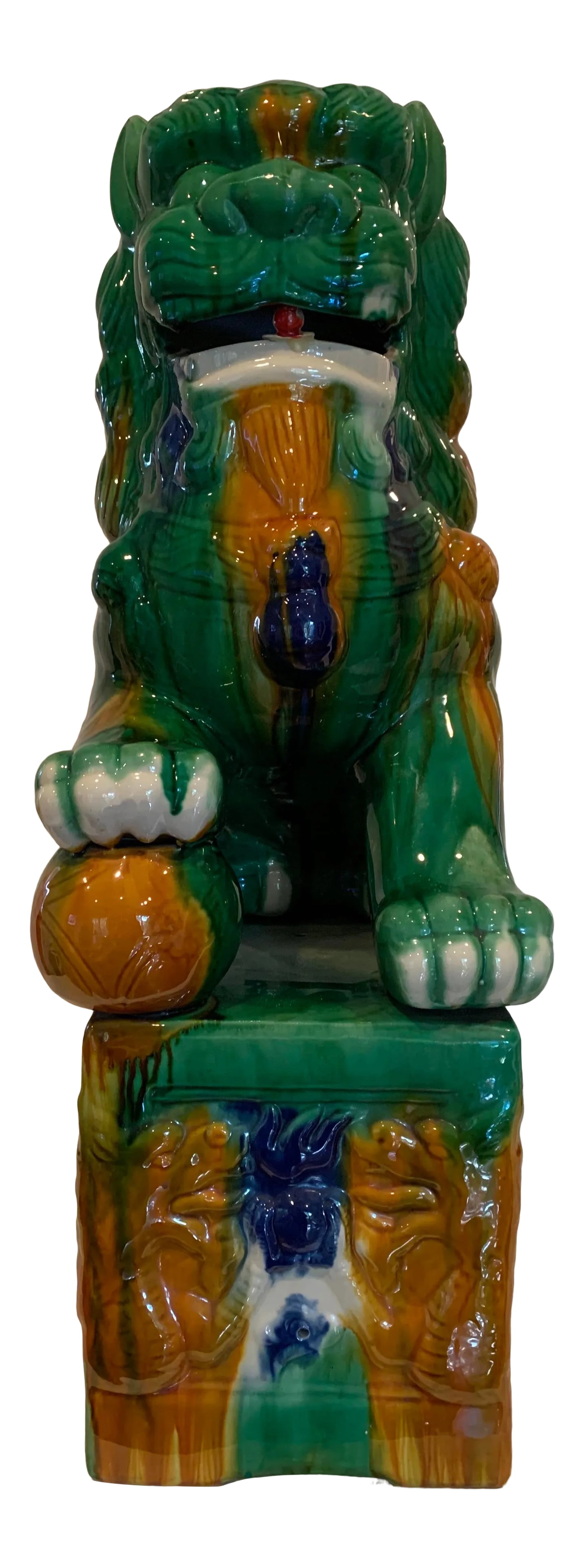 Multi-Colored Ceramic Foo Dog Statue (1 of 6)