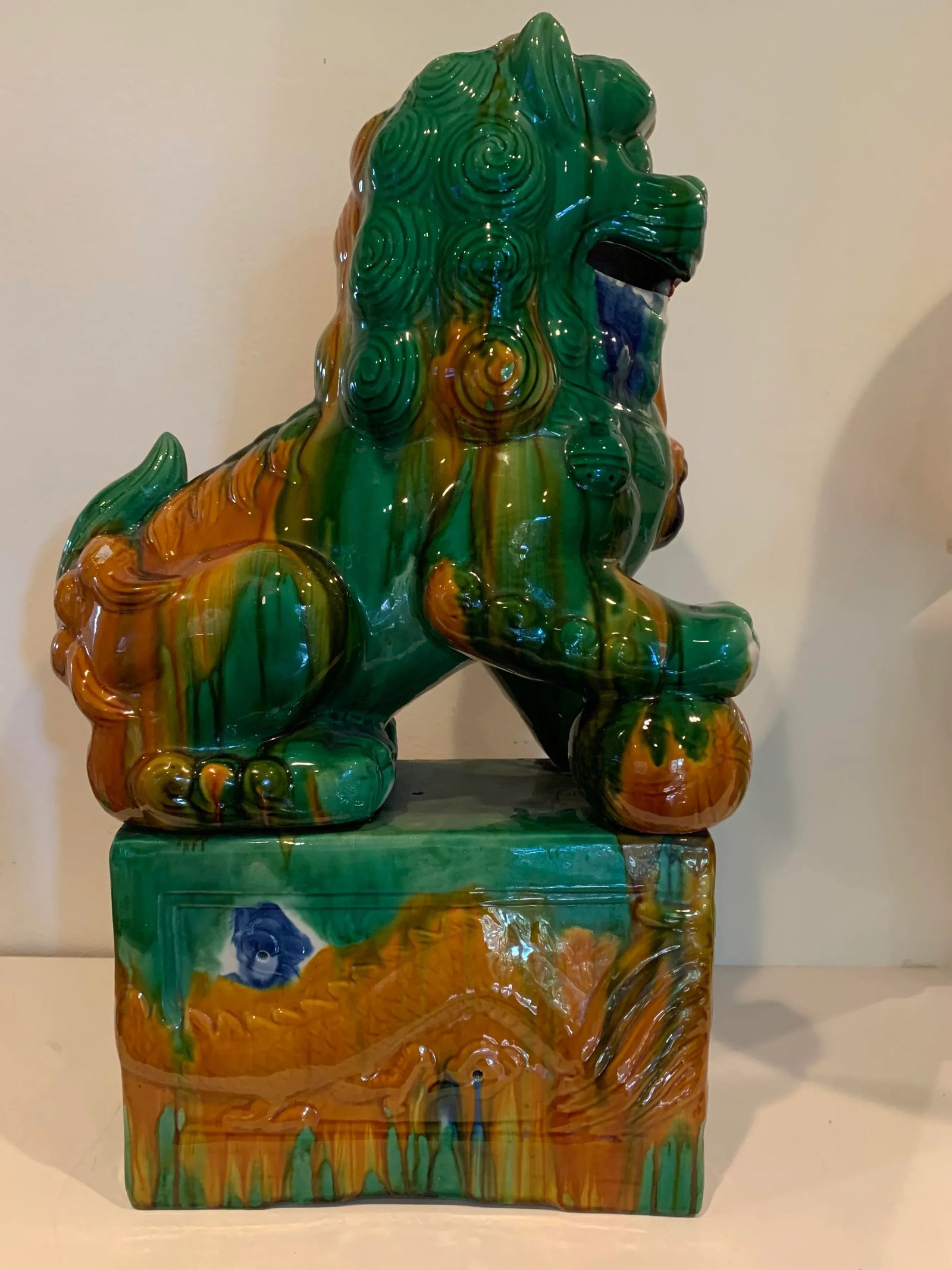 Multi-Colored Ceramic Foo Dog Statue - 2