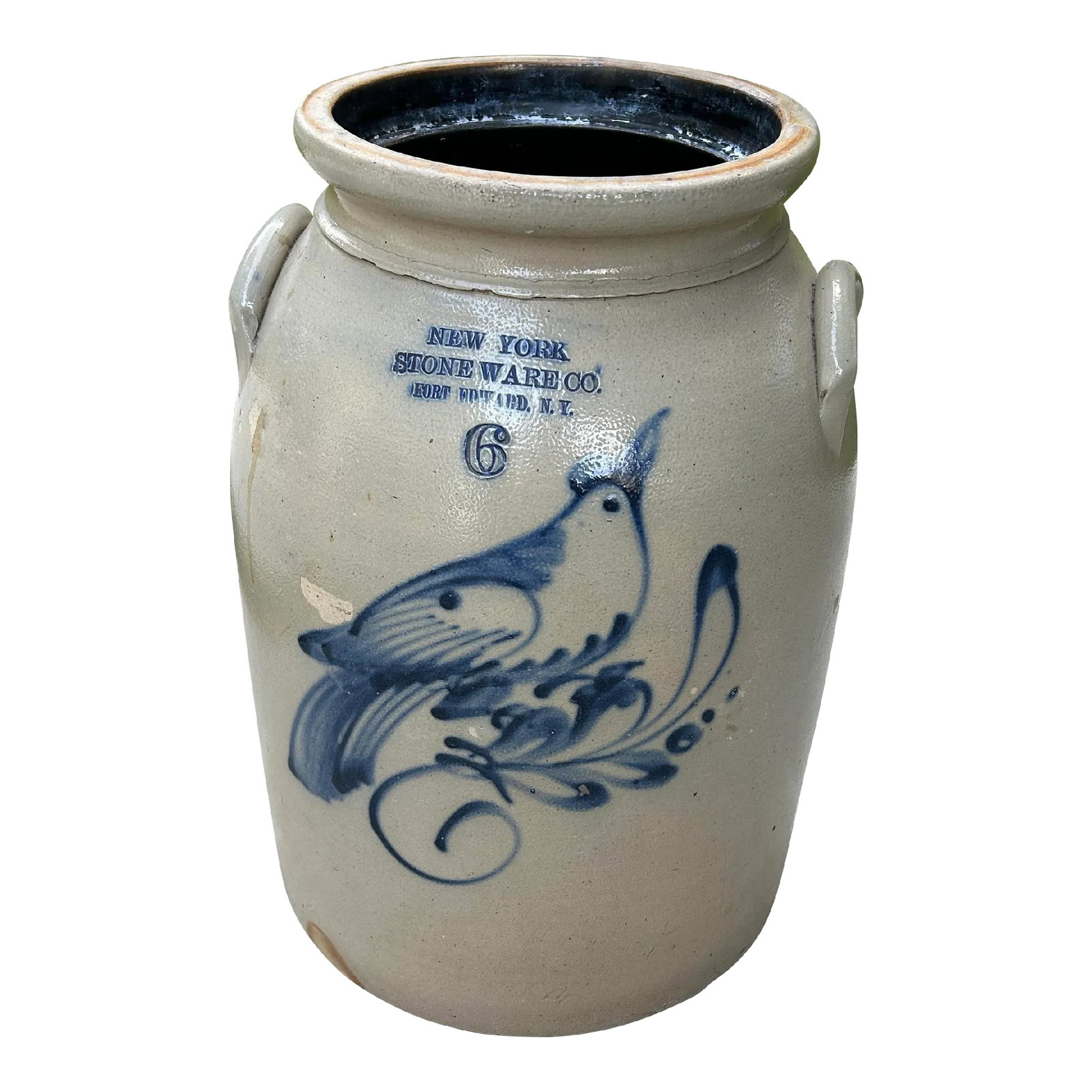 Decorated Antique Stoneware 19th Century 6-Gallon Crock (1 of 5)