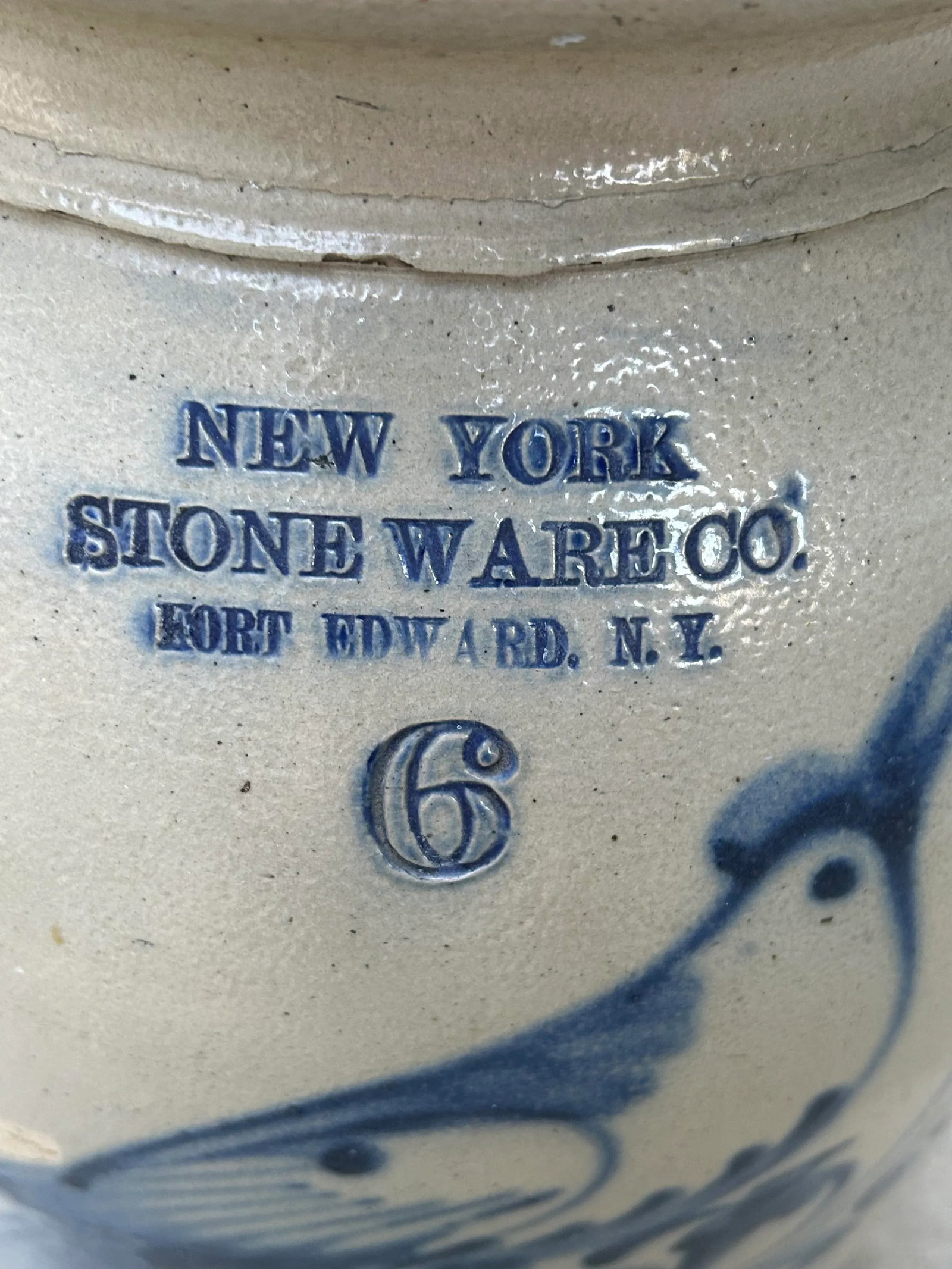 Decorated Antique Stoneware 19th Century 6-Gallon Crock - 2