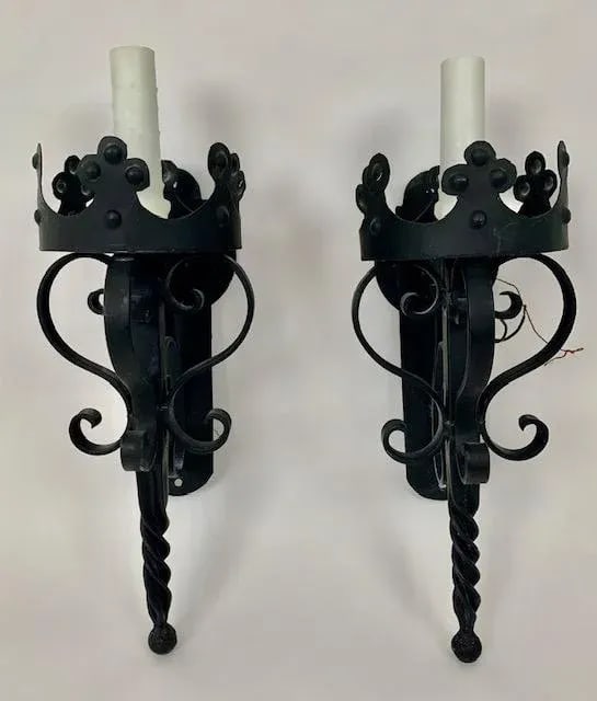 Italian Style Iron Wall Sconces - a Pair - 10
