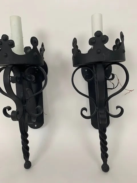 Italian Style Iron Wall Sconces - a Pair - 9
