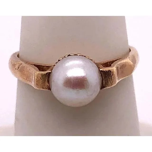 14 Karat Yellow Gold B & F Pearl Ring - 3
