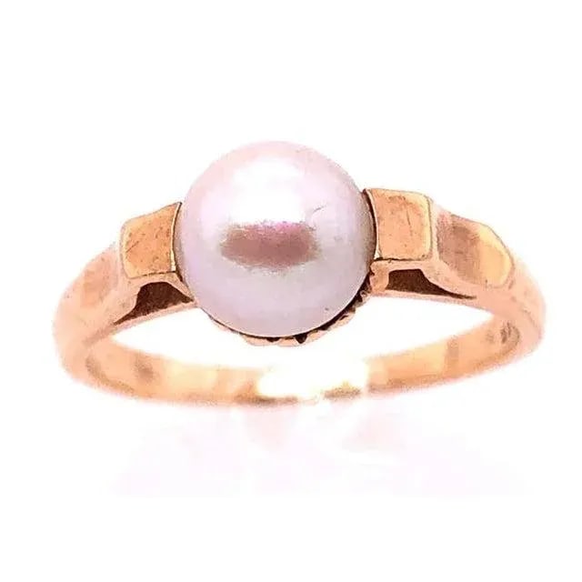 14 Karat Yellow Gold B & F Pearl Ring - 5