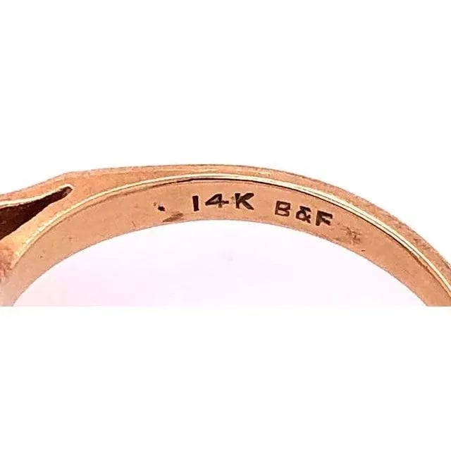 14 Karat Yellow Gold B & F Pearl Ring - 7