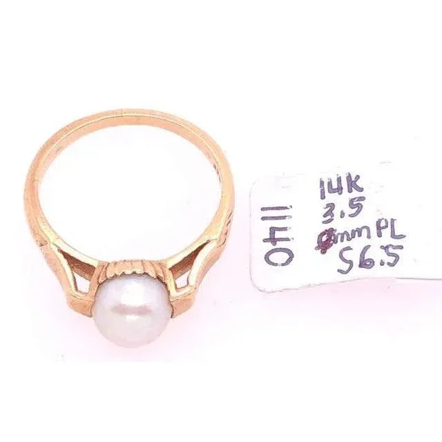 14 Karat Yellow Gold B & F Pearl Ring - 8