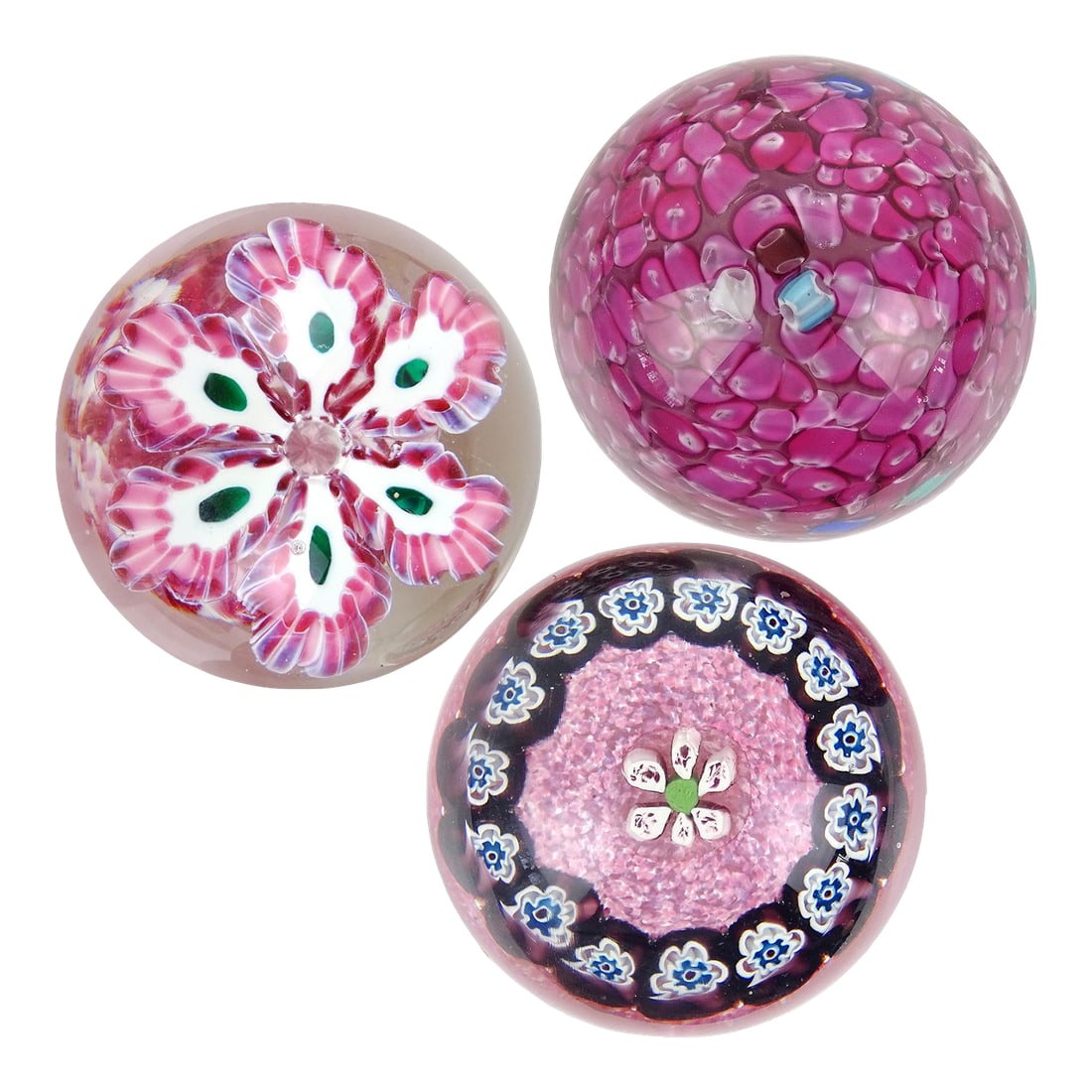 Murano Vintage Fratelli Toso and Barbini Murrine Flowers Italian Art Glass Paperweights - Set of 3 (1 of 11)