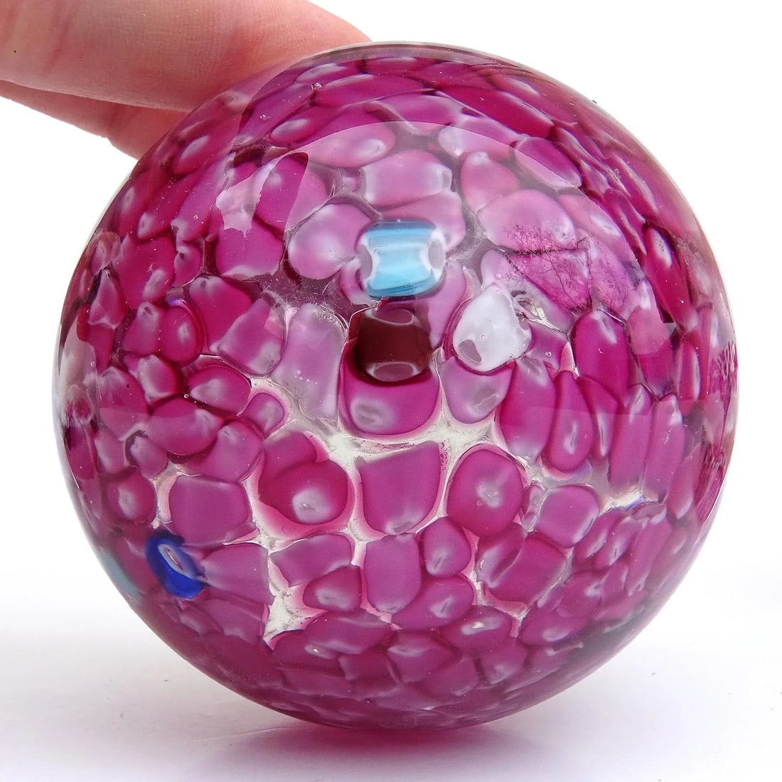 Murano Vintage Fratelli Toso and Barbini Murrine Flowers Italian Art Glass Paperweights - Set of 3 - 3