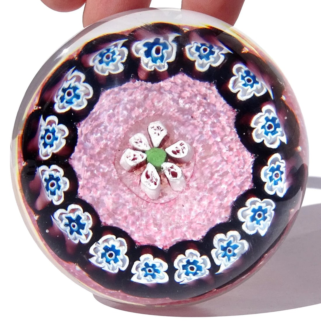 Murano Vintage Fratelli Toso and Barbini Murrine Flowers Italian Art Glass Paperweights - Set of 3 - 8