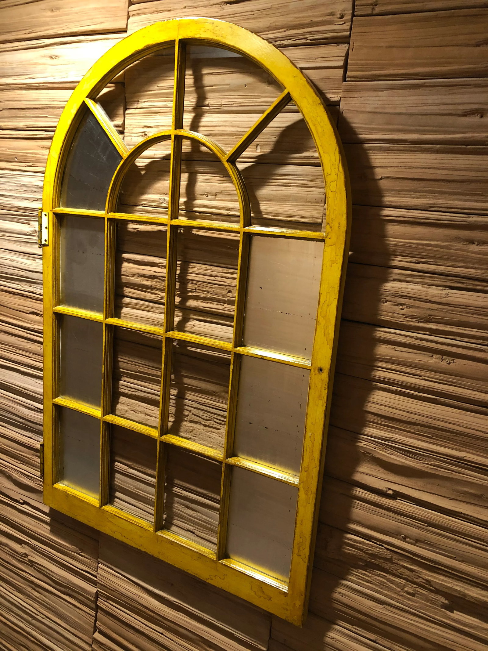 Vintage Corner Cabinet Door Wall Decor Custom Finished in Distressed Yellow Finish - 10