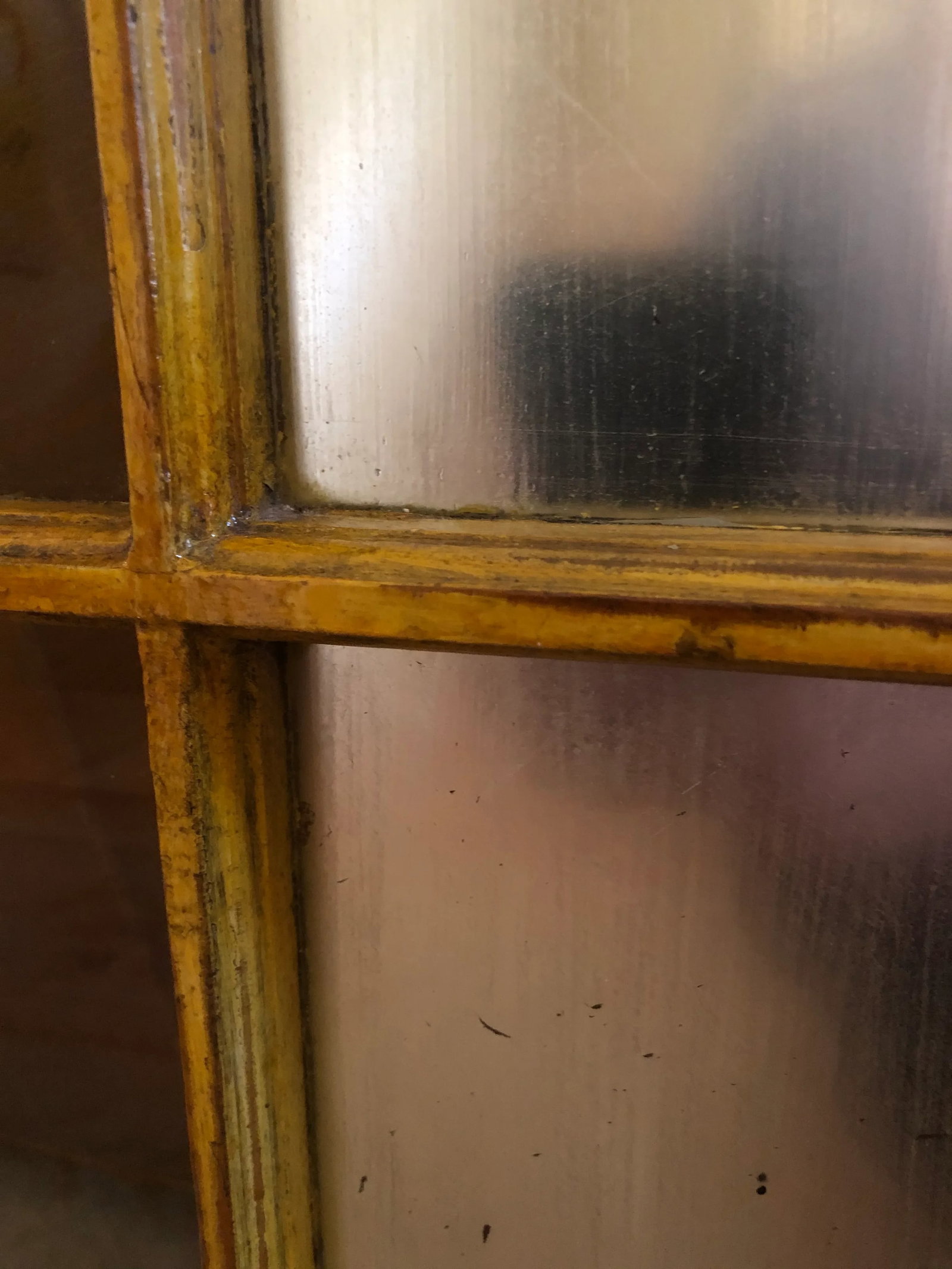 Vintage Corner Cabinet Door Wall Decor Custom Finished in Distressed Yellow Finish - 11