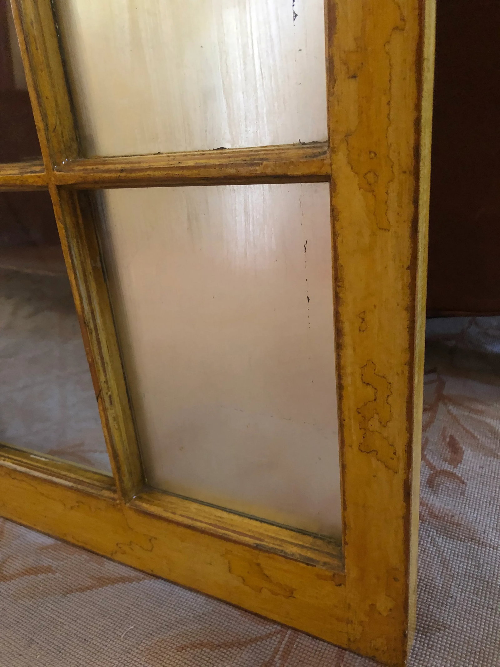 Vintage Corner Cabinet Door Wall Decor Custom Finished in Distressed Yellow Finish - 12