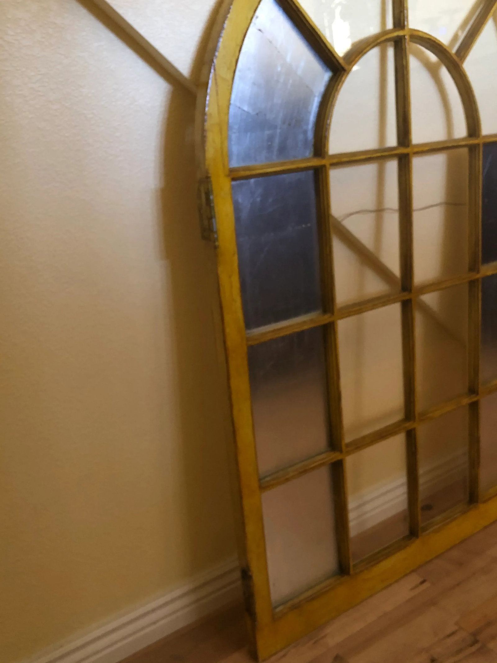 Vintage Corner Cabinet Door Wall Decor Custom Finished in Distressed Yellow Finish - 3
