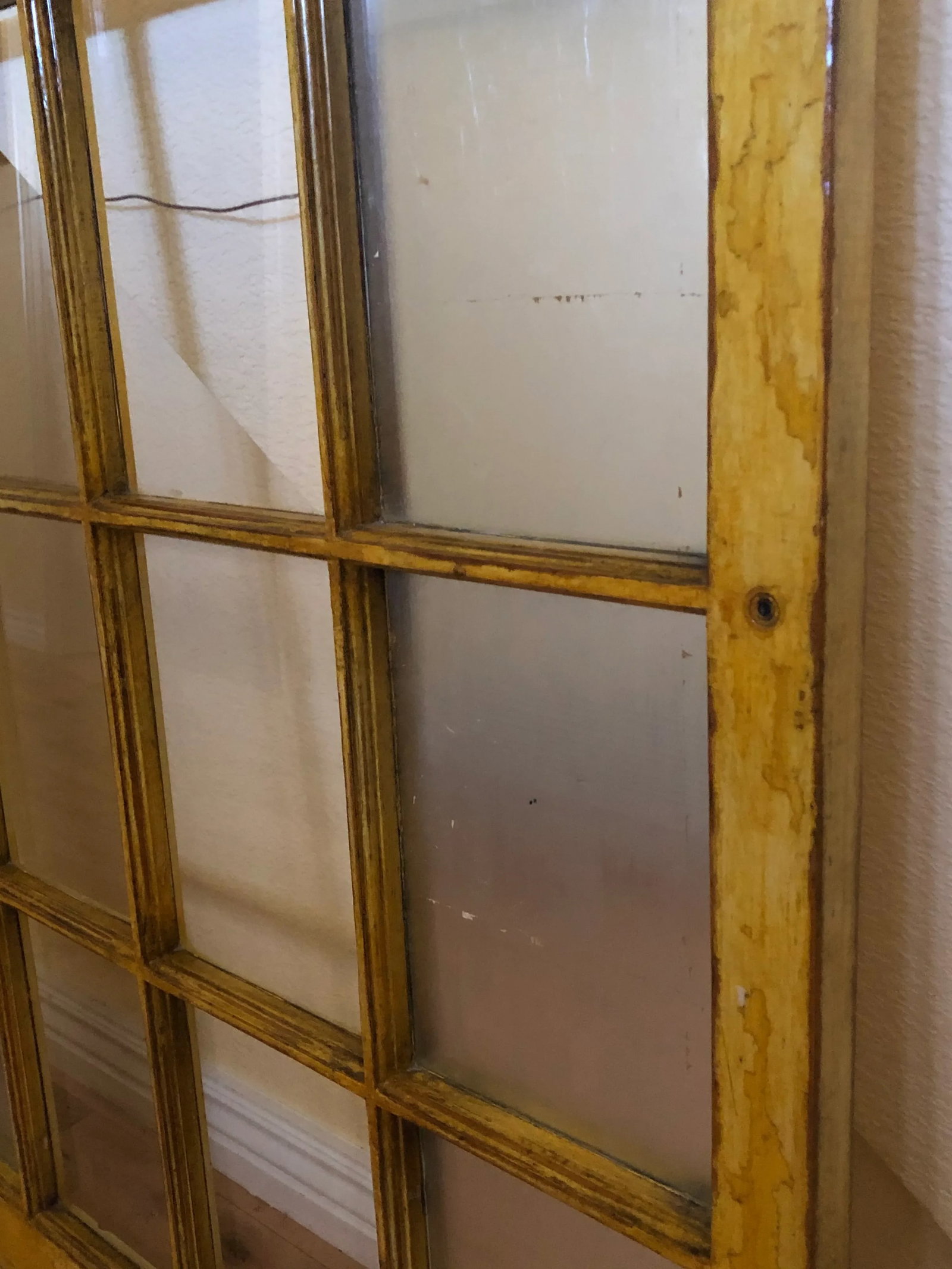 Vintage Corner Cabinet Door Wall Decor Custom Finished in Distressed Yellow Finish - 4