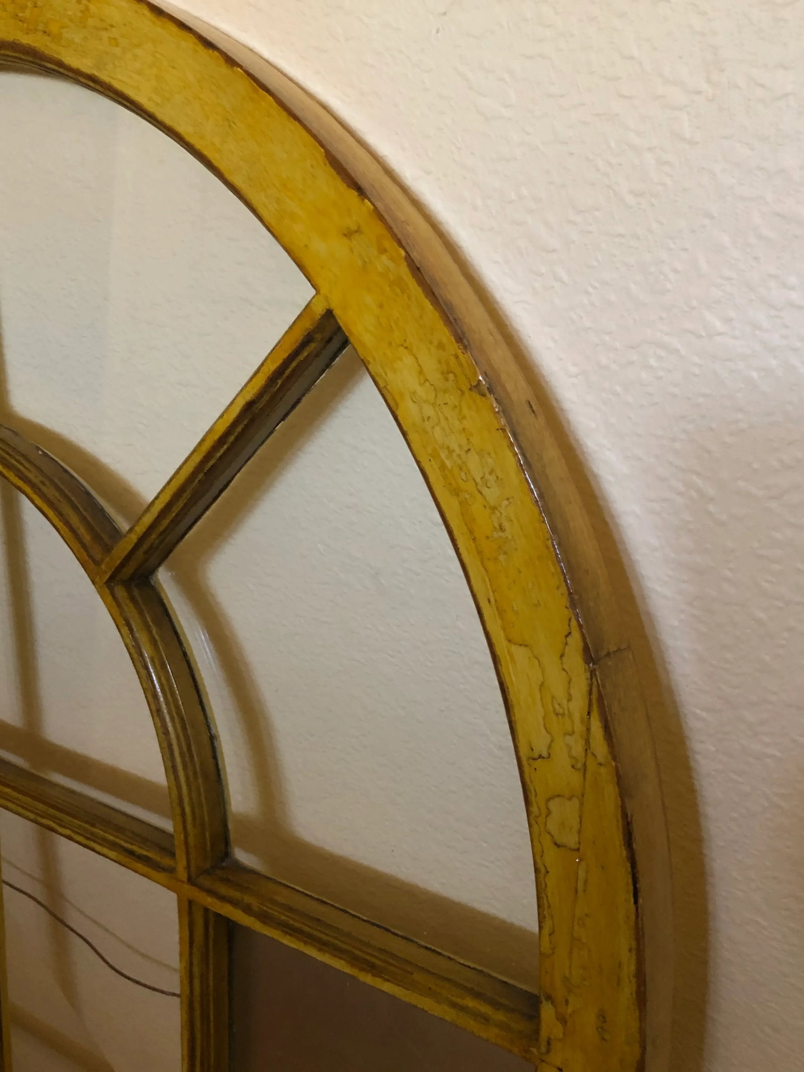 Vintage Corner Cabinet Door Wall Decor Custom Finished in Distressed Yellow Finish - 5