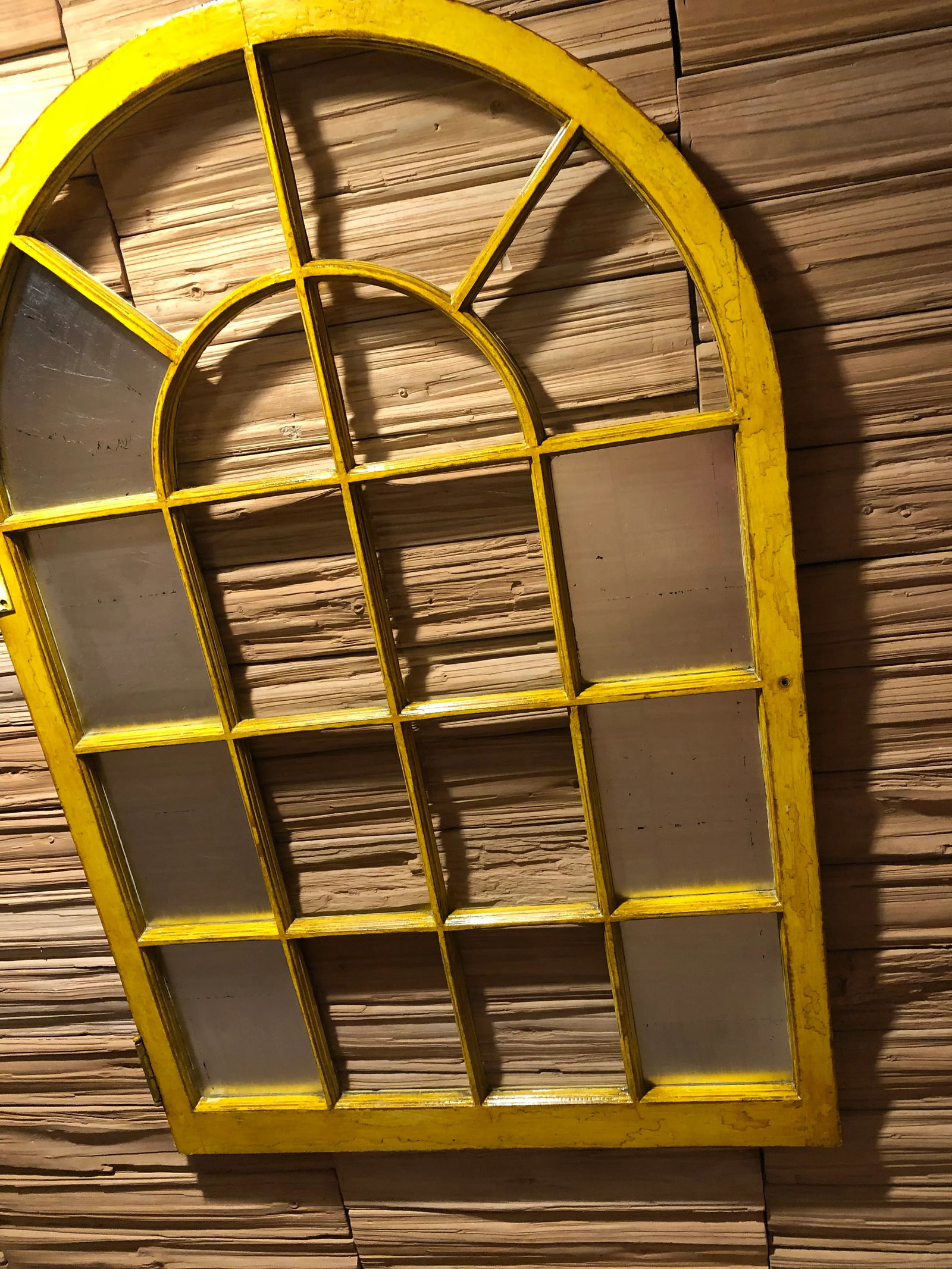 Vintage Corner Cabinet Door Wall Decor Custom Finished in Distressed Yellow Finish - 9
