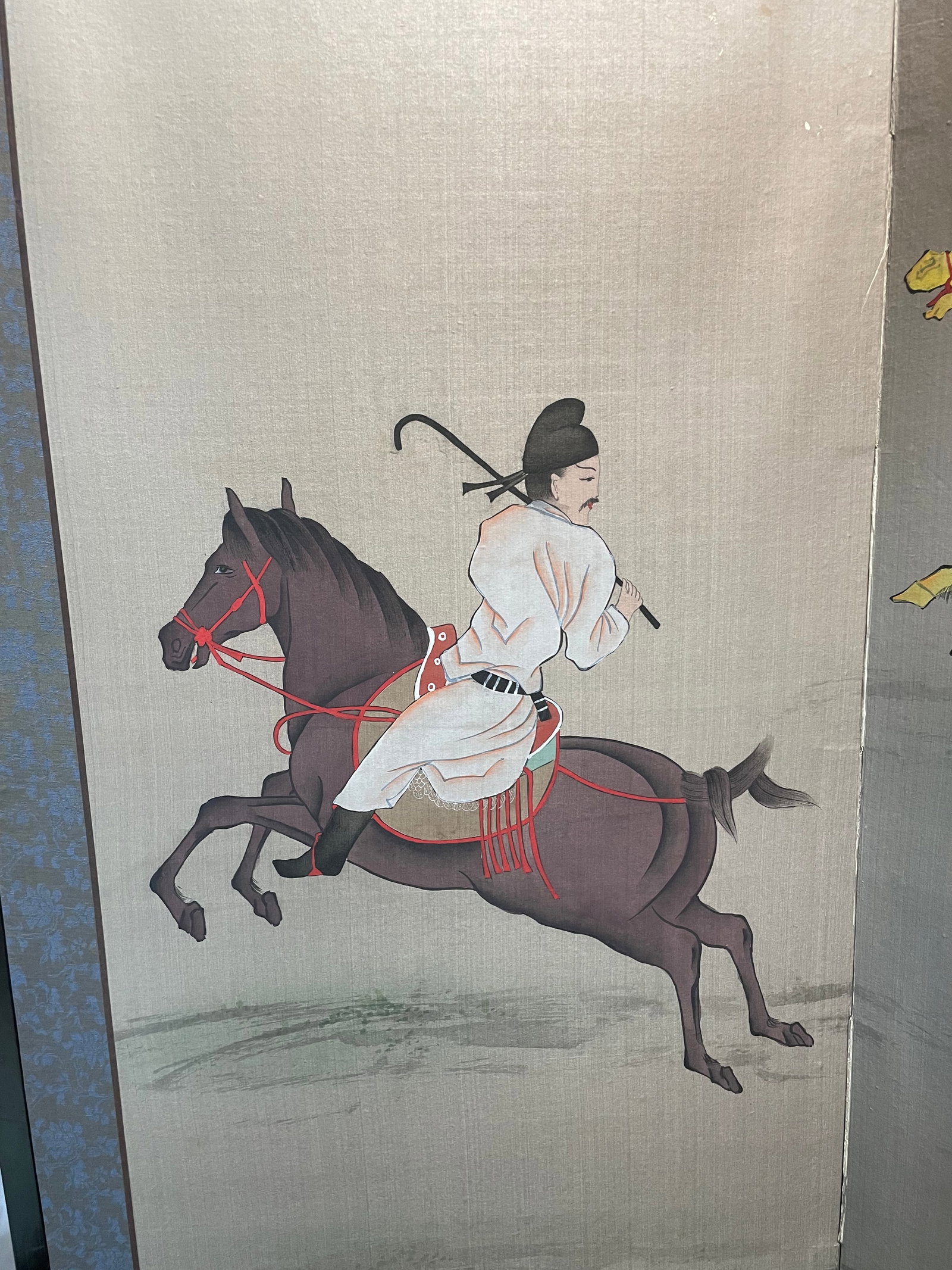 Late 20th Century Japanese Equestrian Scene 4 Panel Screen - 3