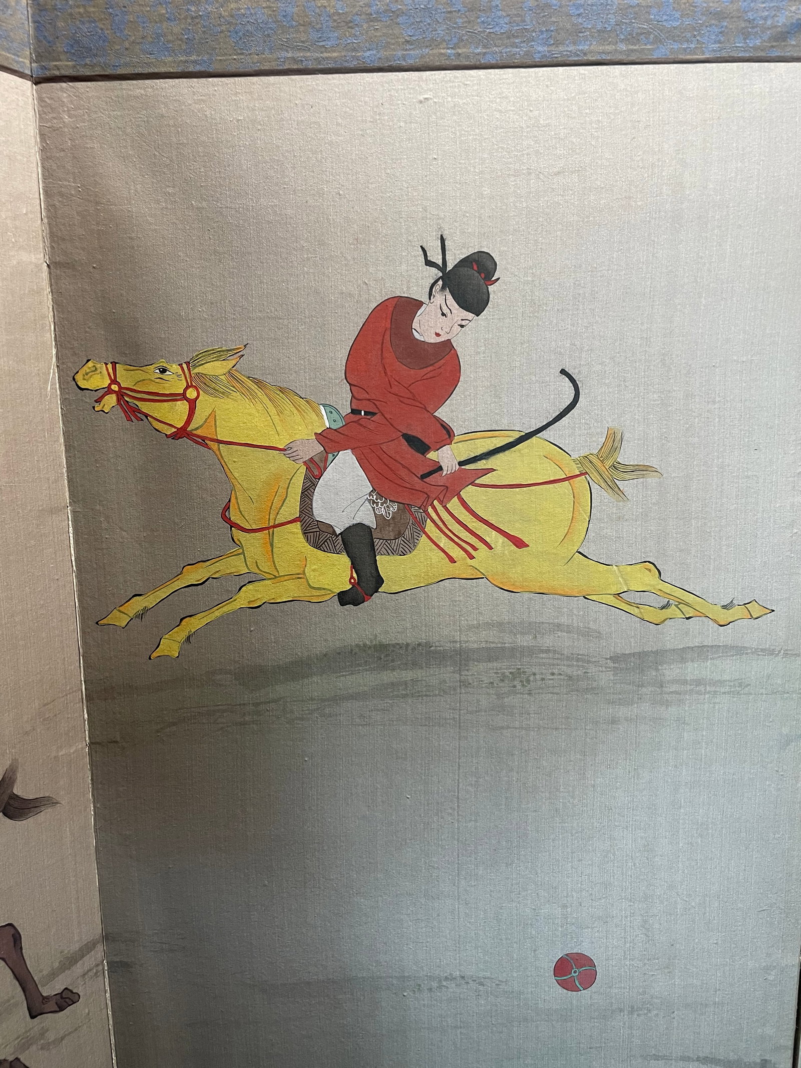 Late 20th Century Japanese Equestrian Scene 4 Panel Screen - 5
