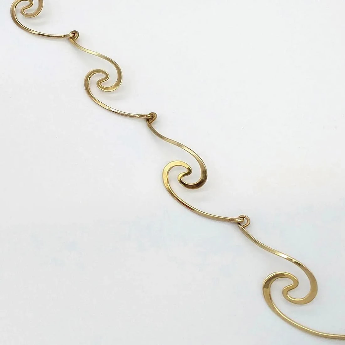 Spiral Gold Neck Piece, Modernist Gerhard Herbst Studio Linking Collar, Vintage - 3