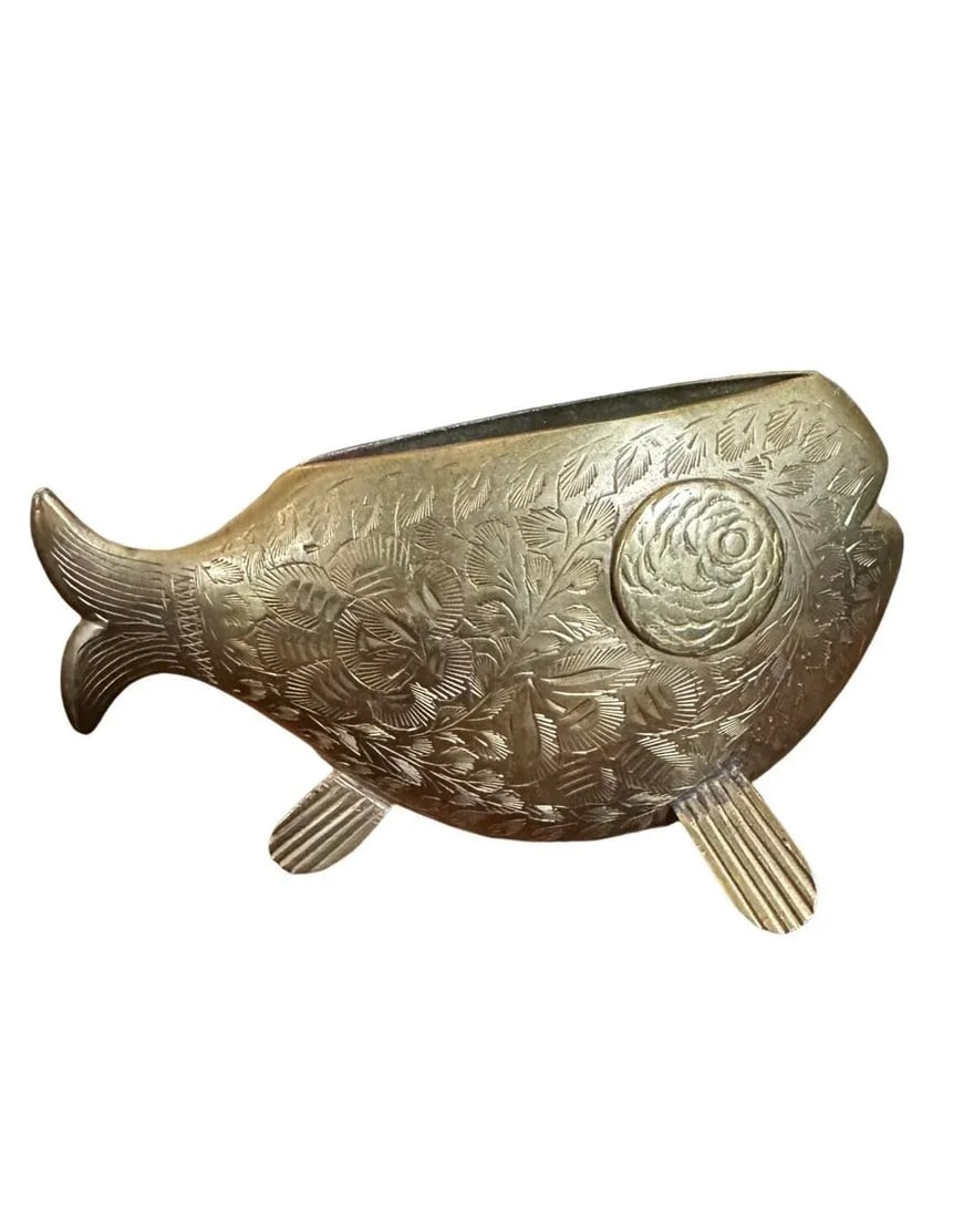 Vintage Brass Fish Vase/Ashtray/Bowl - 5