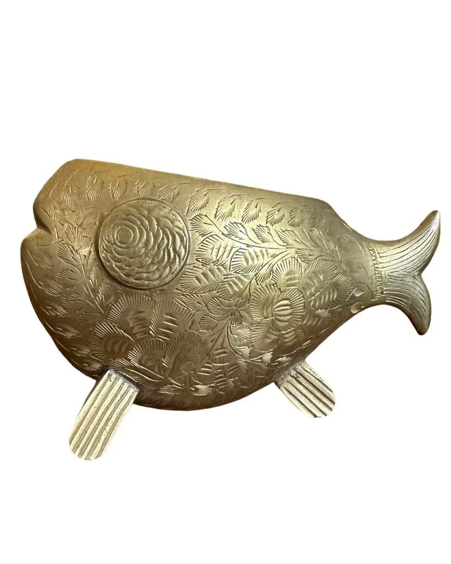 Vintage Brass Fish Vase/Ashtray/Bowl - 6