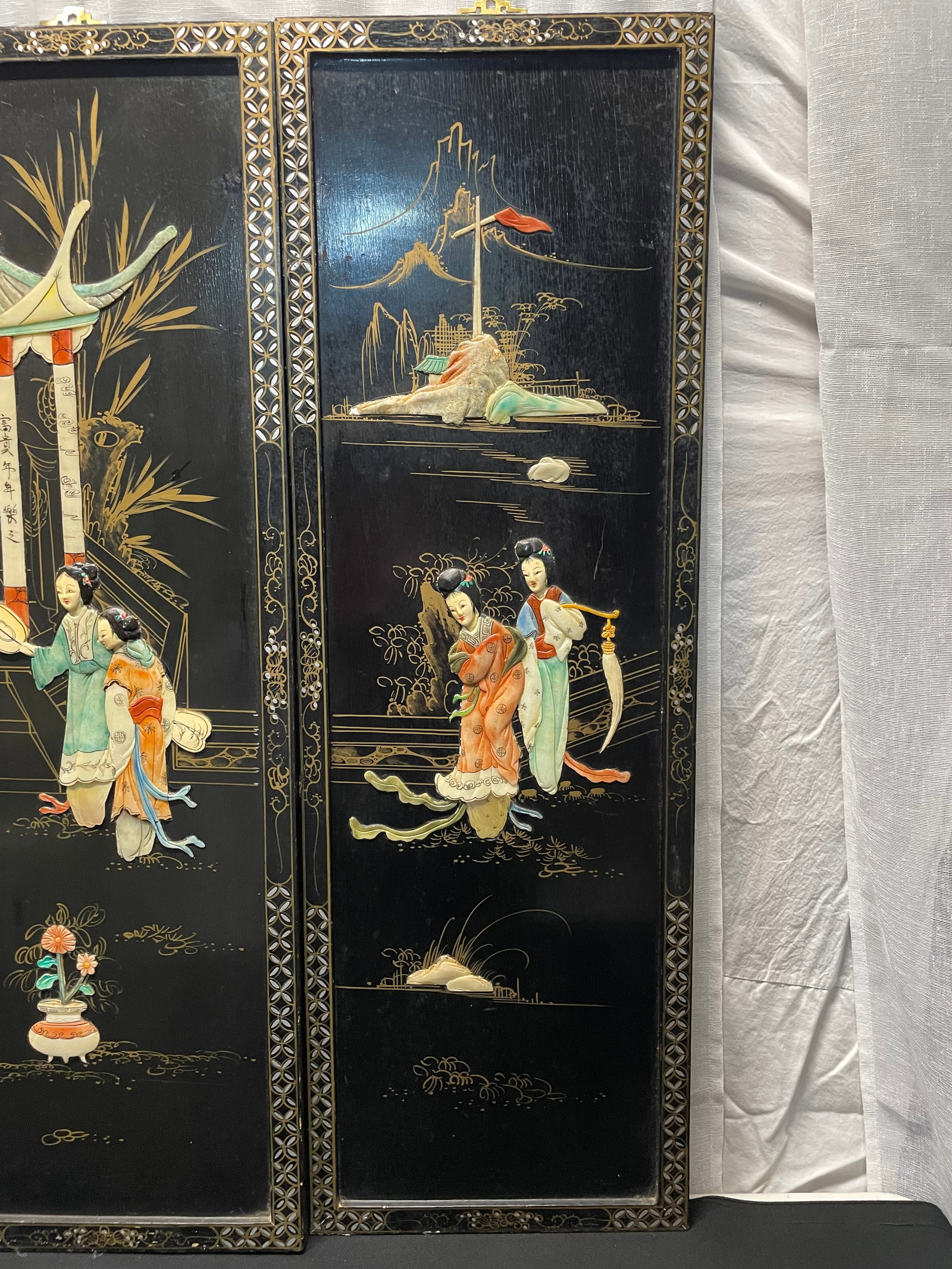1960s Chinese 4 Panel Wall Hanging - 4