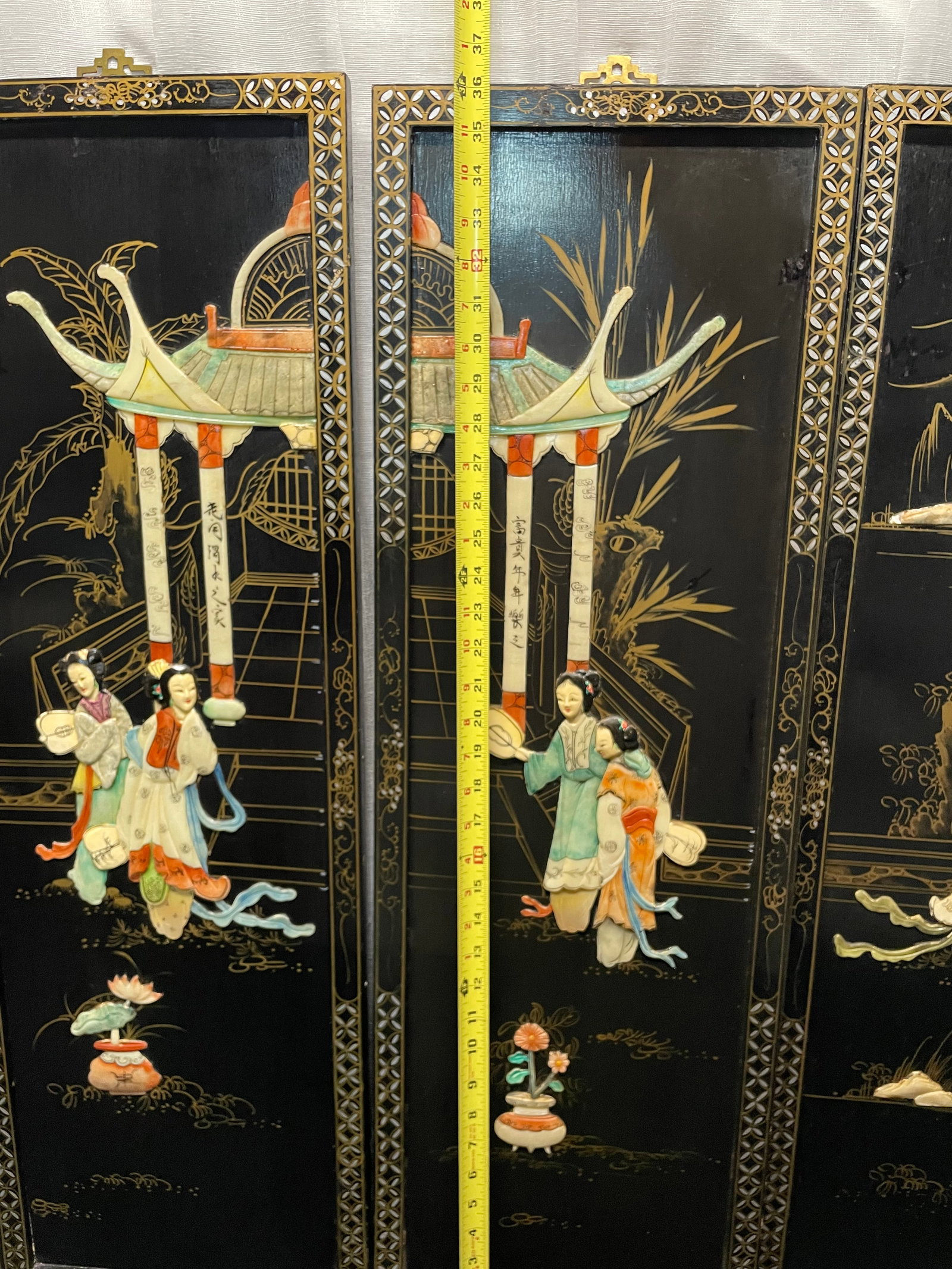 1960s Chinese 4 Panel Wall Hanging - 6