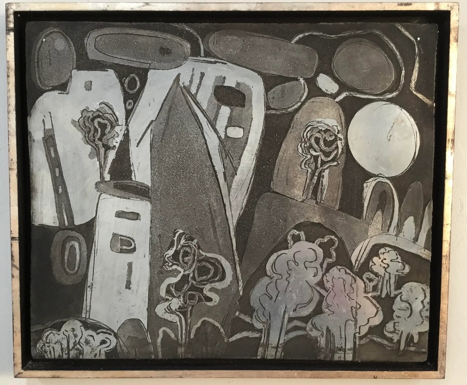 "abstract Landscape " Printing Plate Mounted in Custom Frame - 2