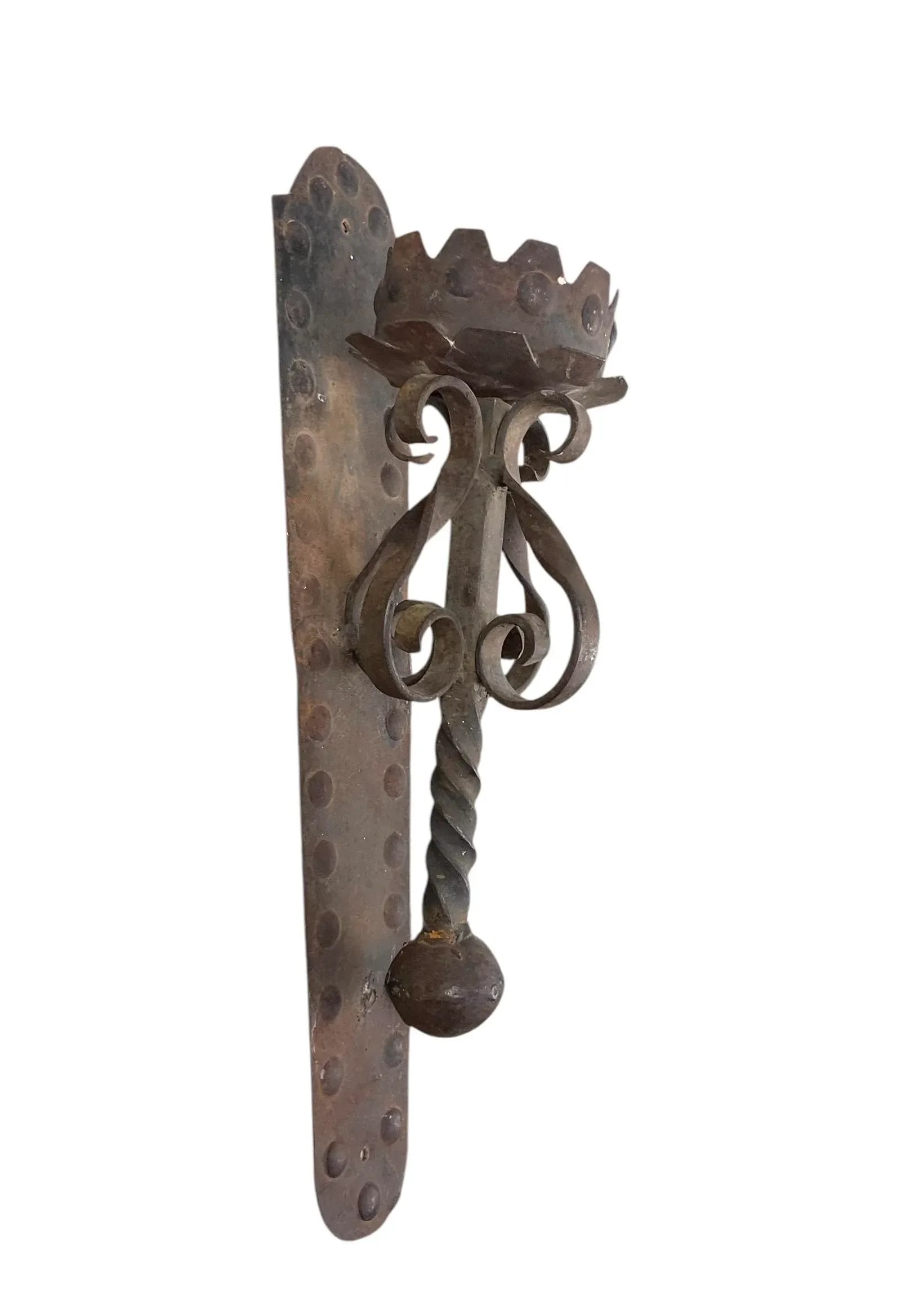 Antique Spanish Wrought Iron Candle Wall Sconce Antique - 6