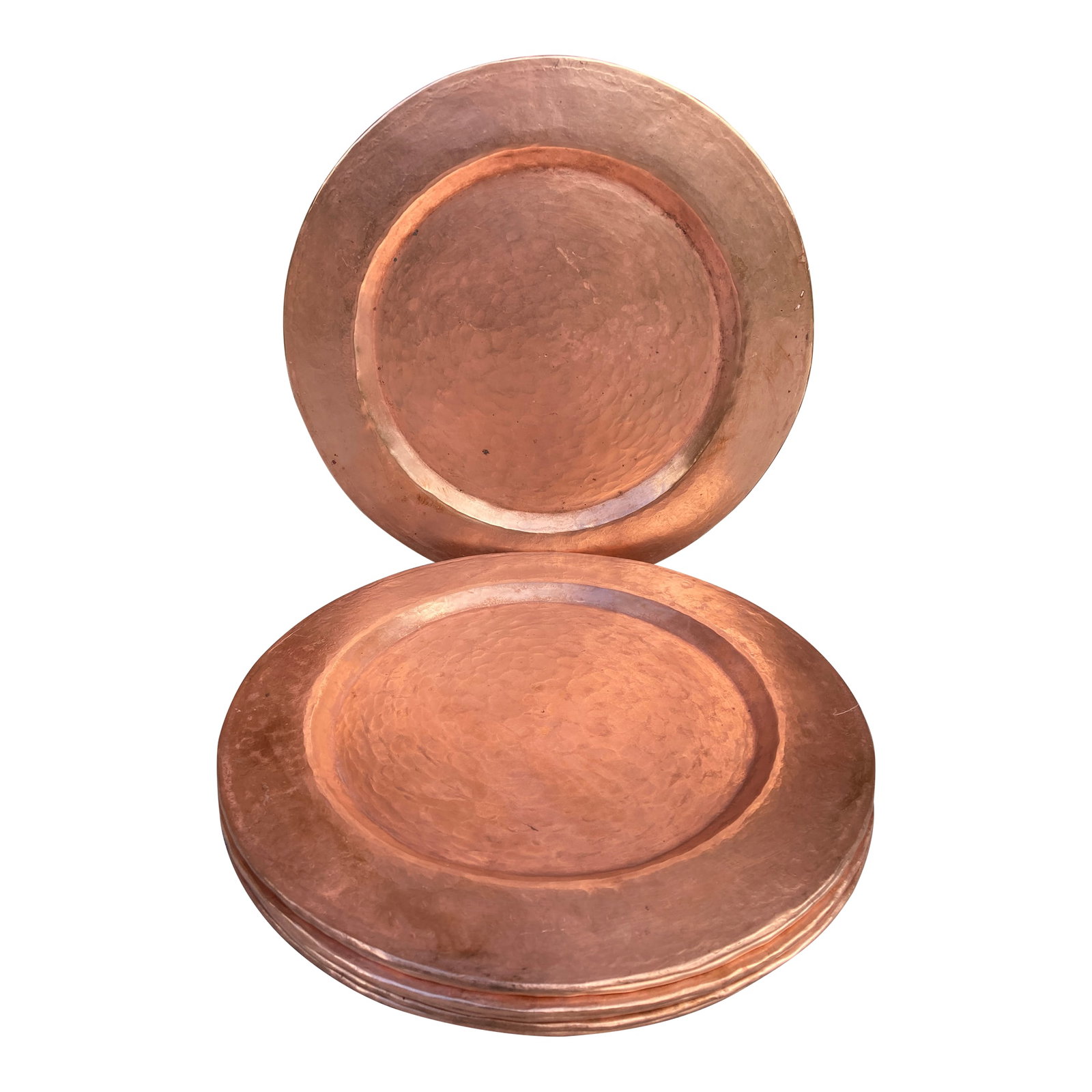 Vintage Hand Hammered Copper Chargers- Set of 7 (1 of 12)