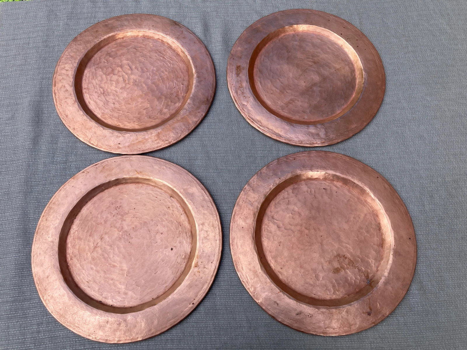 Vintage Hand Hammered Copper Chargers- Set of 7 - 5