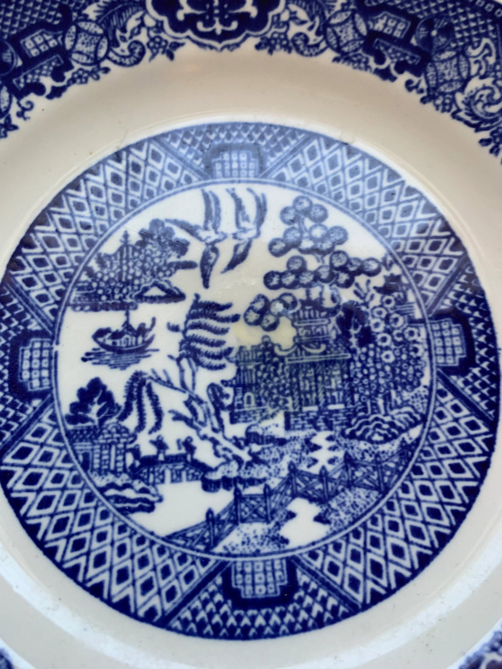 Porcelain Blue & White Blue Willow Plates, Pair - 5