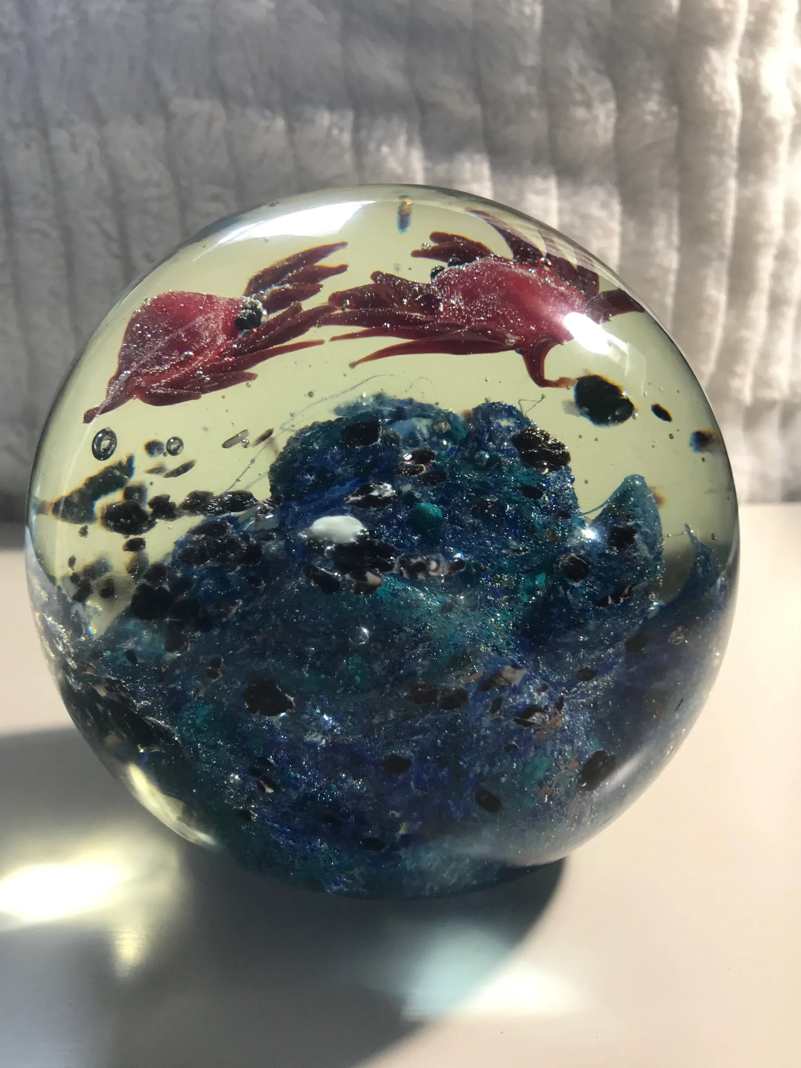 Vintage Crab Scene Murano Glass Paperweight - 2