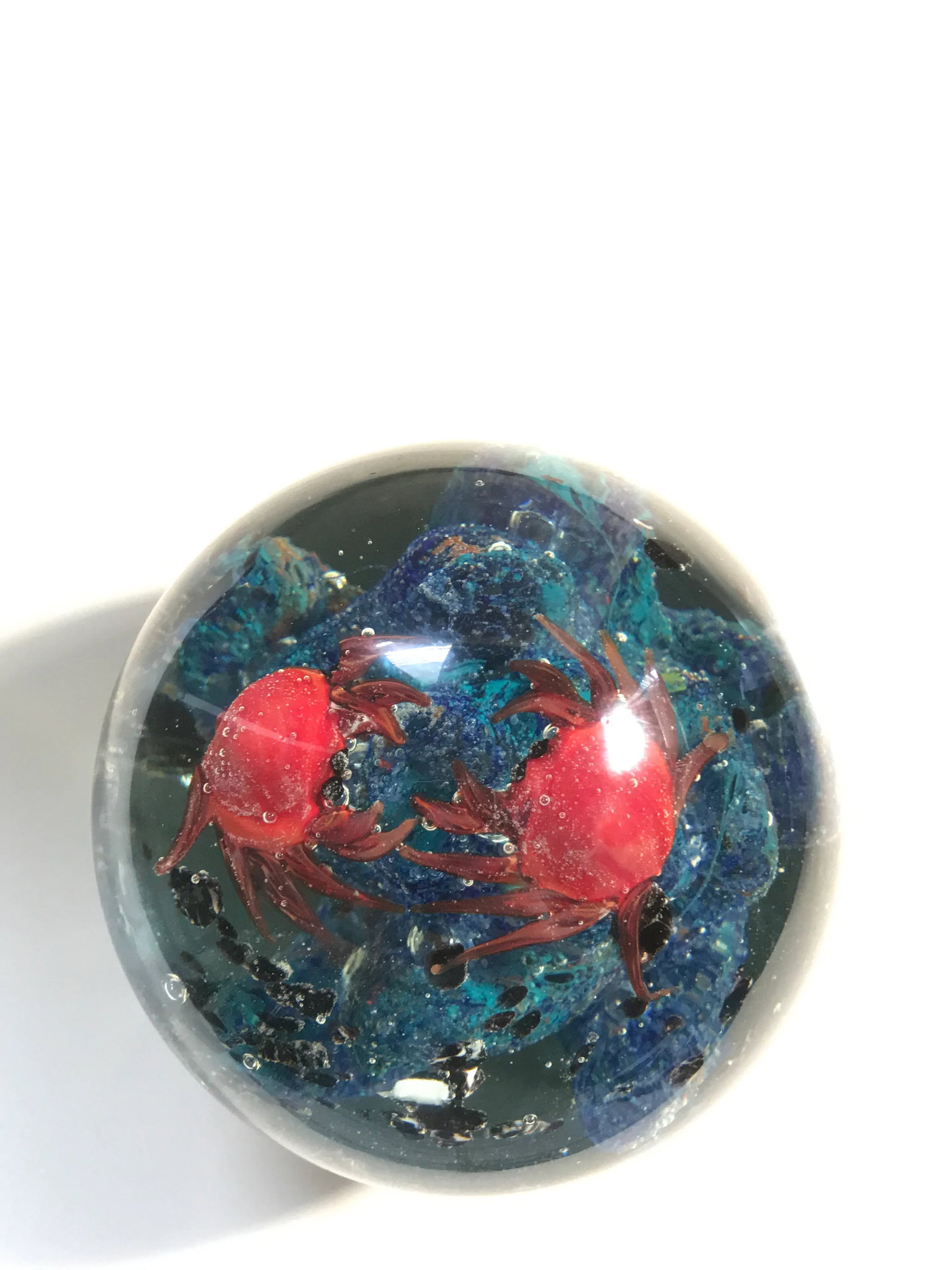Vintage Crab Scene Murano Glass Paperweight - 3