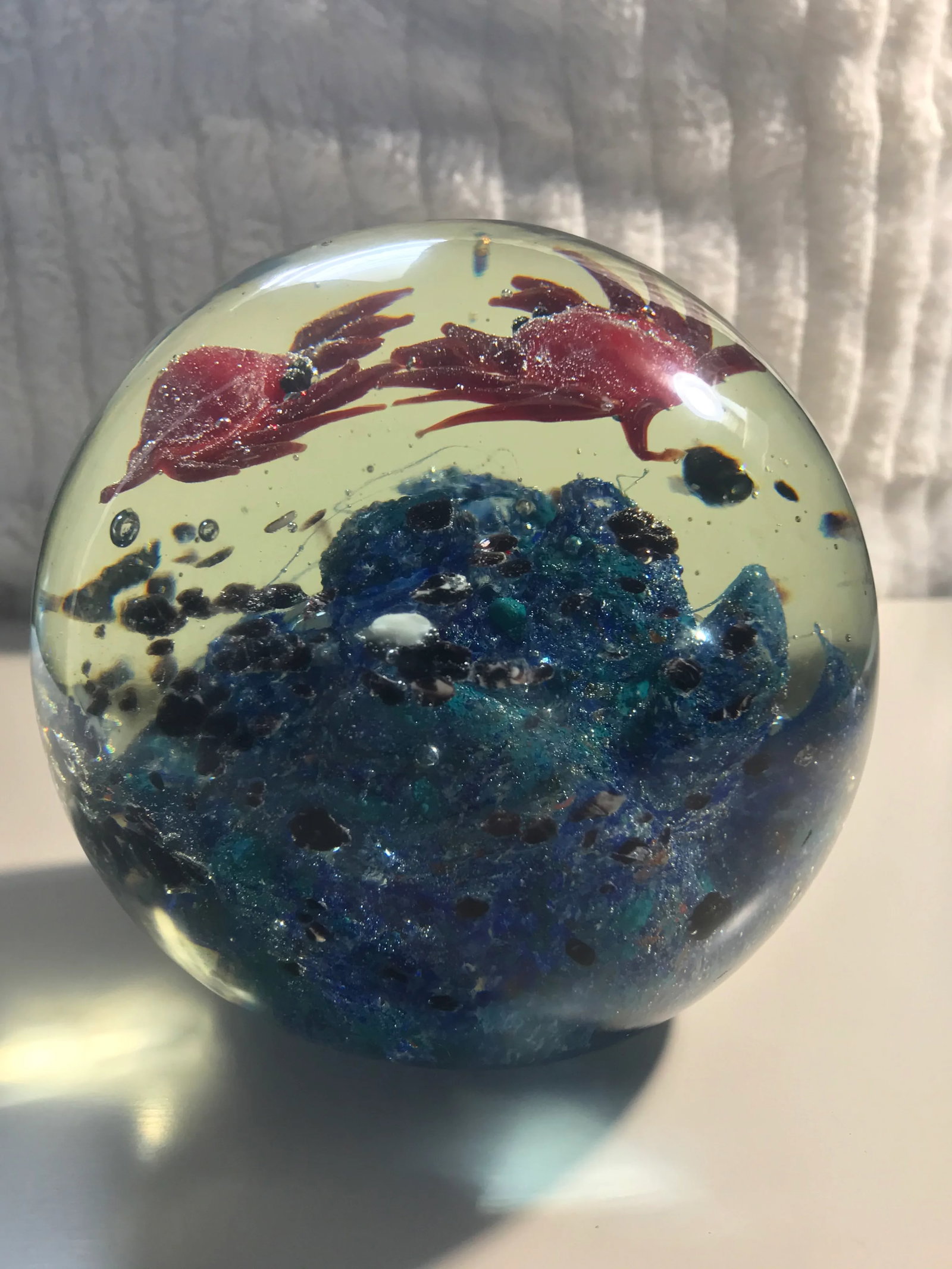 Vintage Crab Scene Murano Glass Paperweight - 5
